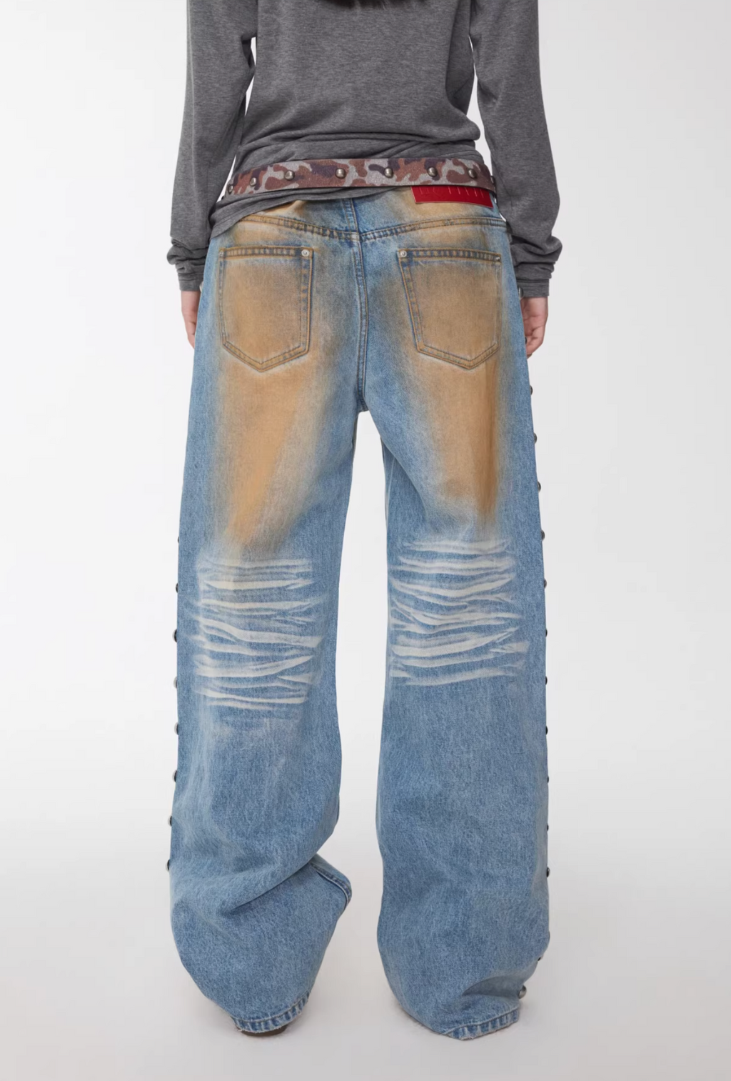 BRONZE HORIZON WASH BUTTON-SIDE JEANS