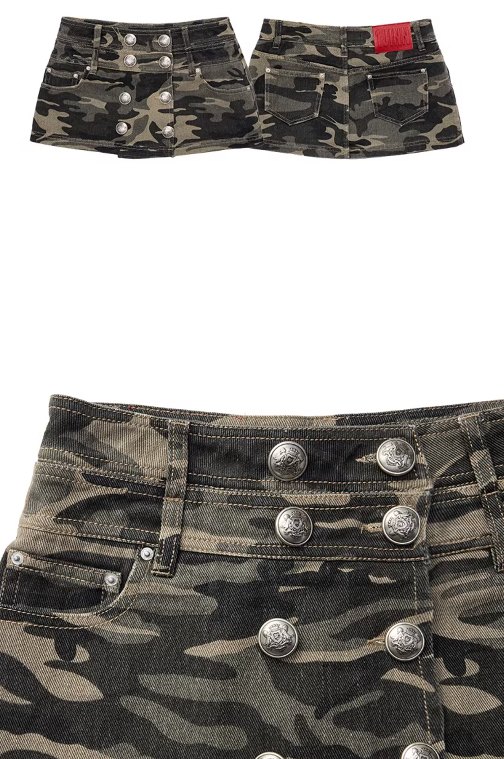CAMO BUTTON-FRONT WRAP SKORT
