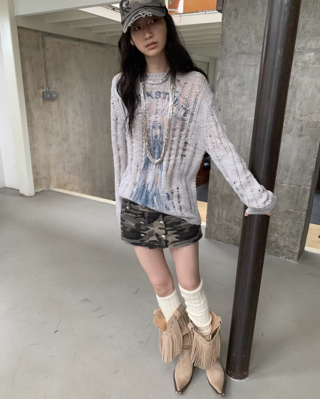 CAMO BUTTON-FRONT WRAP SKORT
