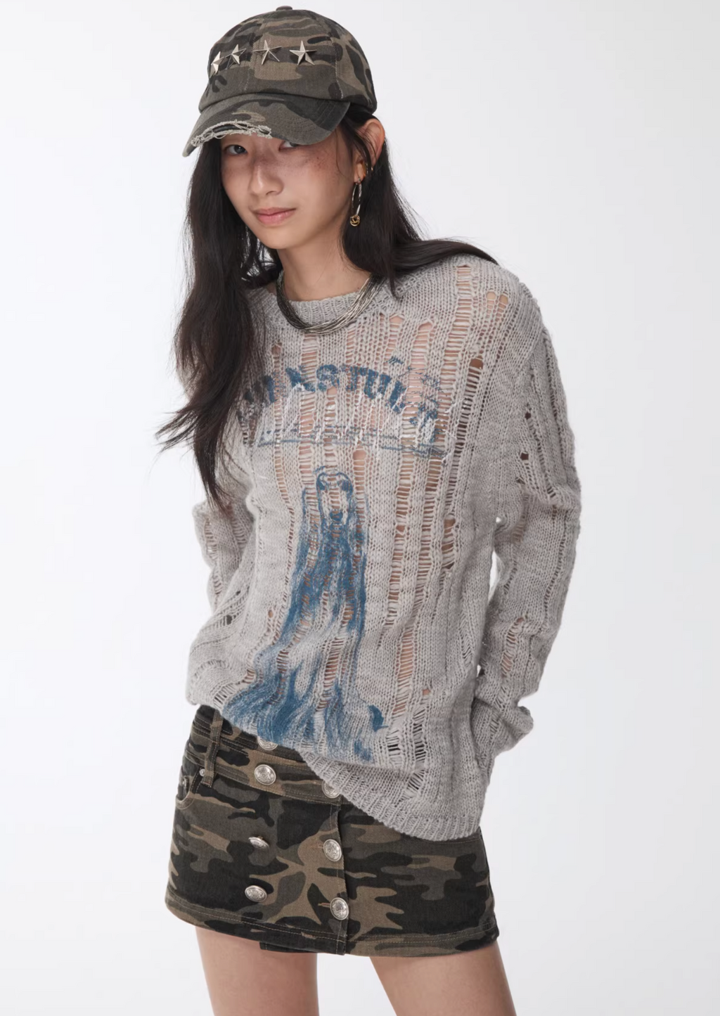 VINTAGE WOLF DESTROYED SWEATER - 3colors