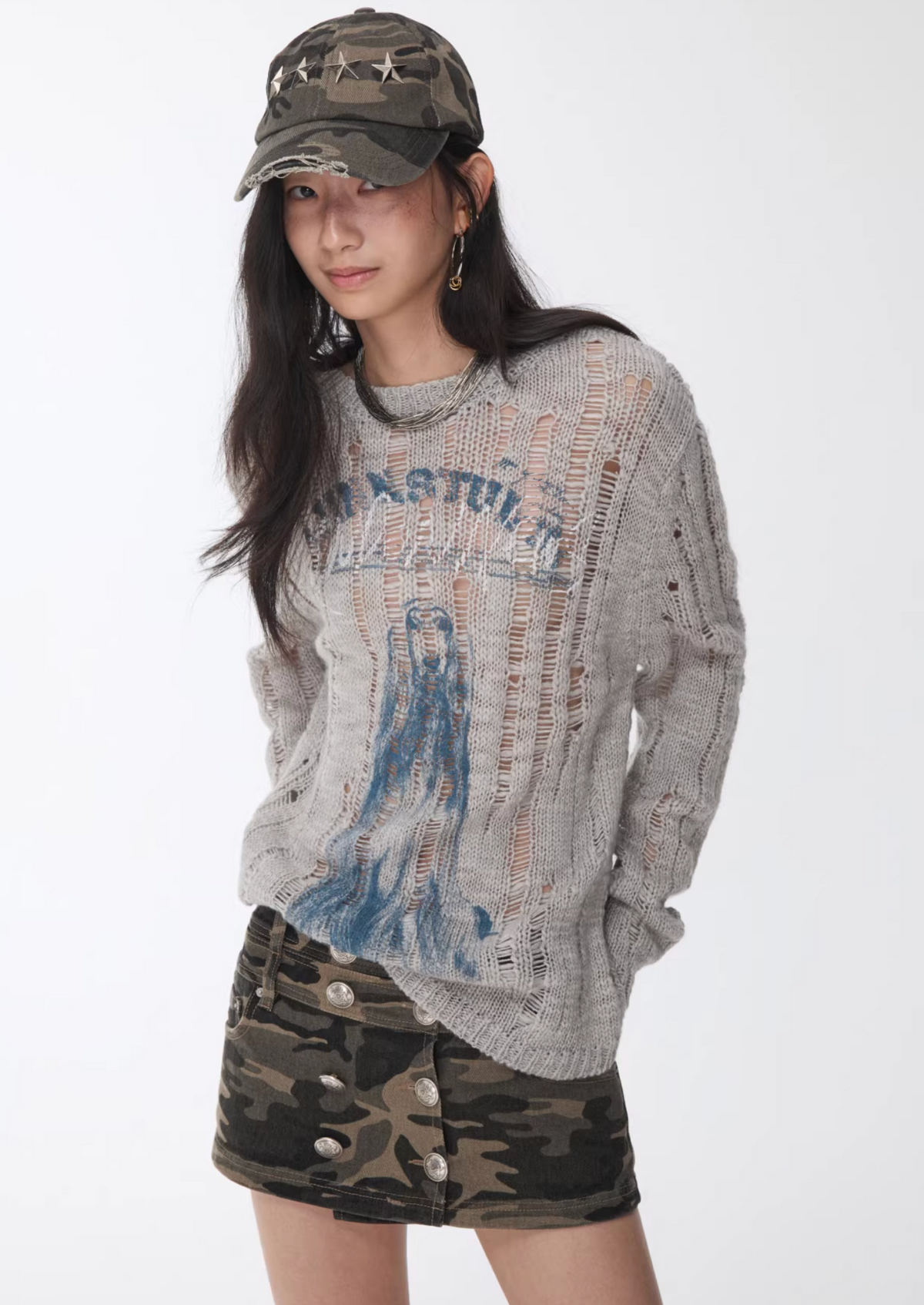 VINTAGE WOLF DESTROYED SWEATER - 3colors