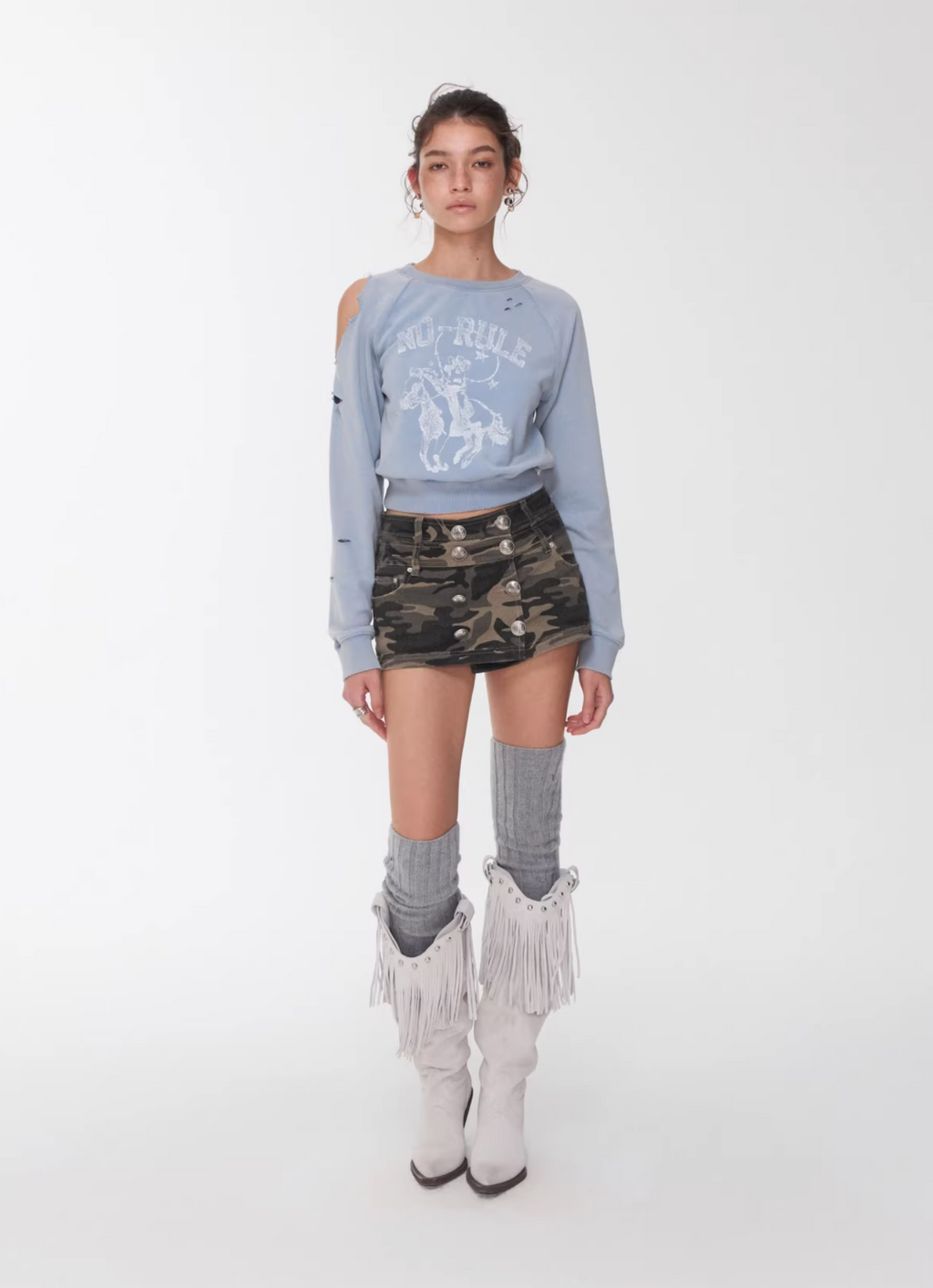 CAMO BUTTON-FRONT WRAP SKORT