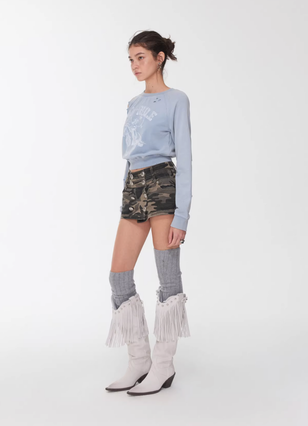 CAMO BUTTON-FRONT WRAP SKORT