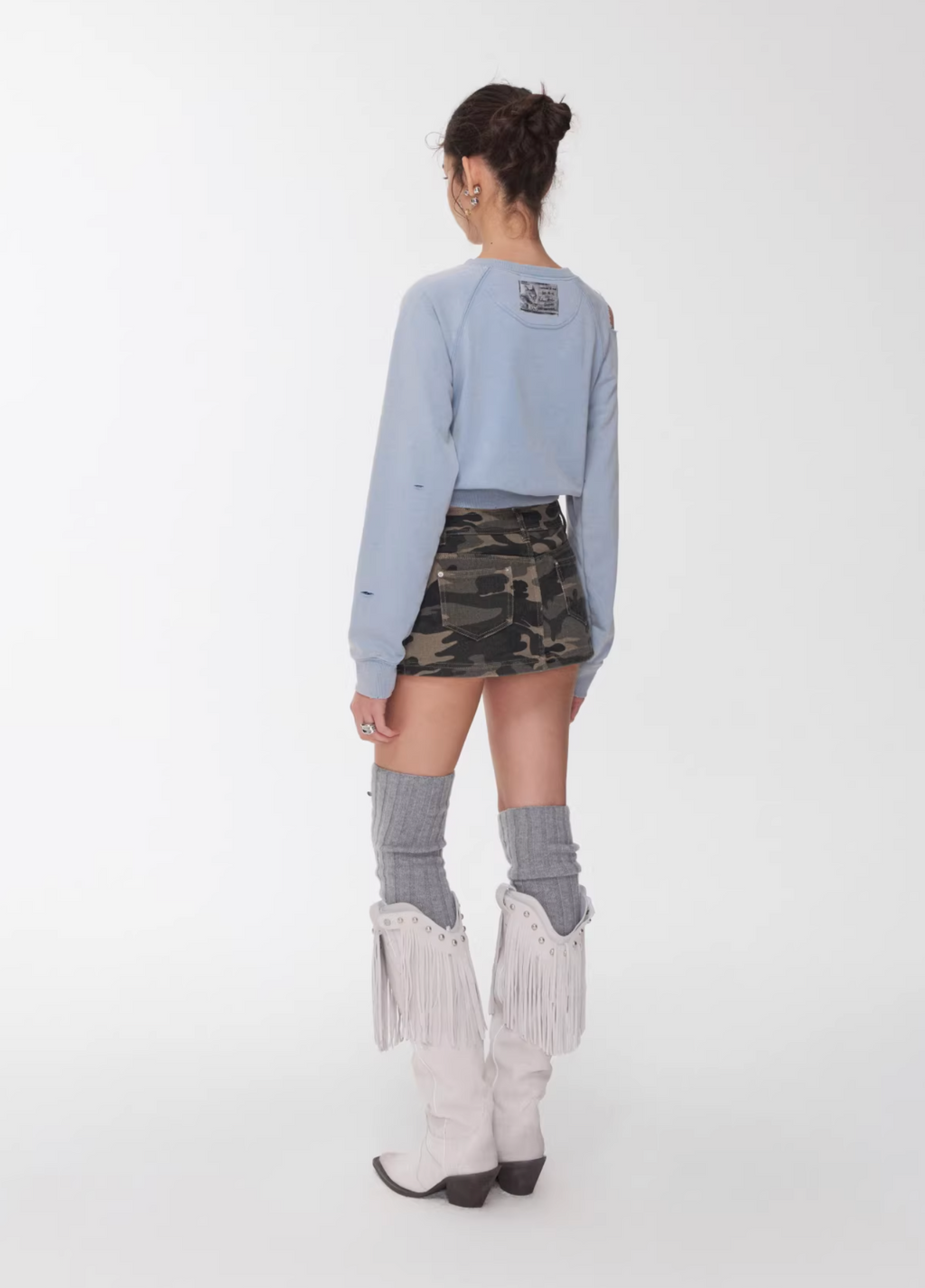 CAMO BUTTON-FRONT WRAP SKORT