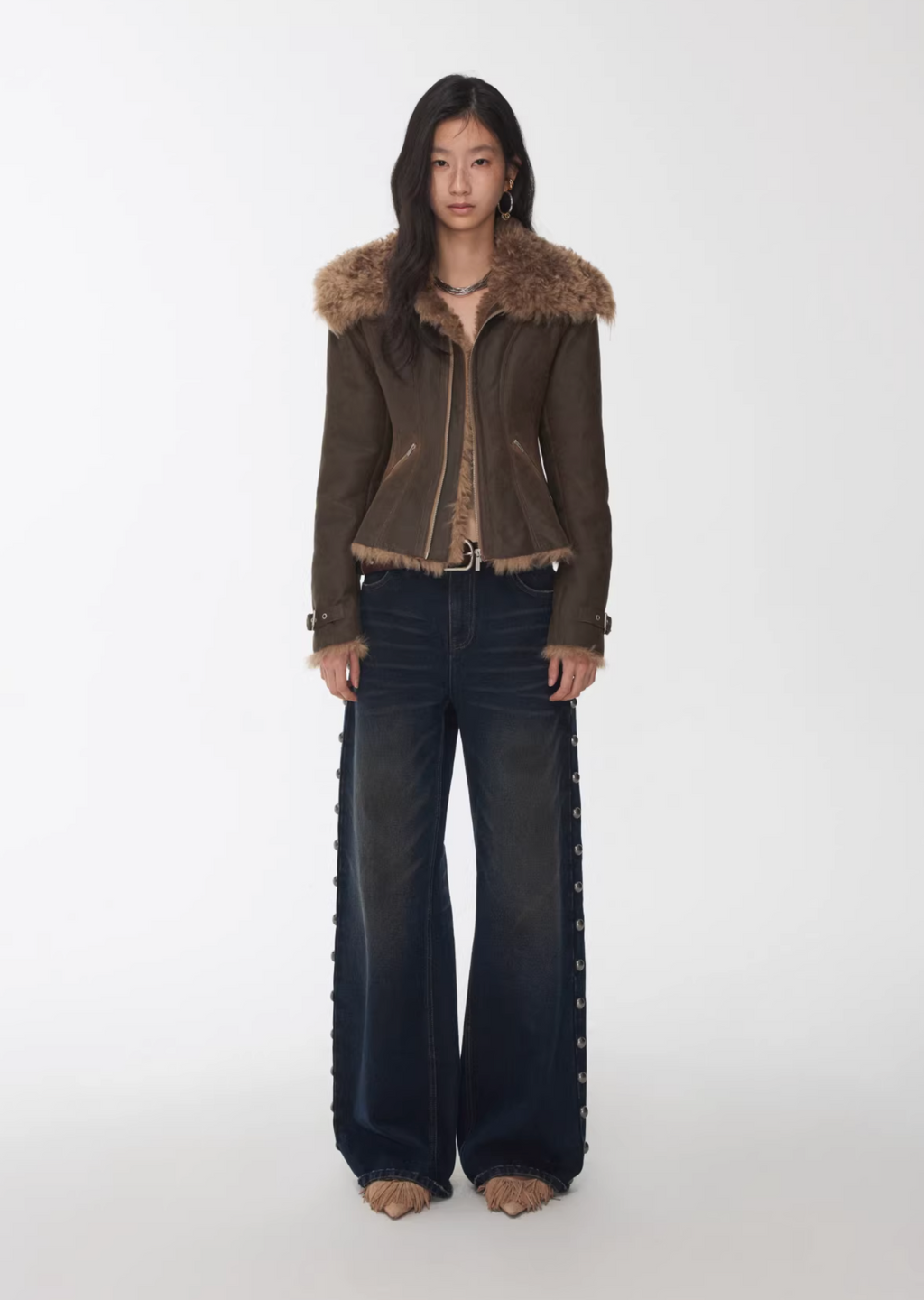 HERITAGE FAUX SHEARLING WASHED LEATHER JACKET
