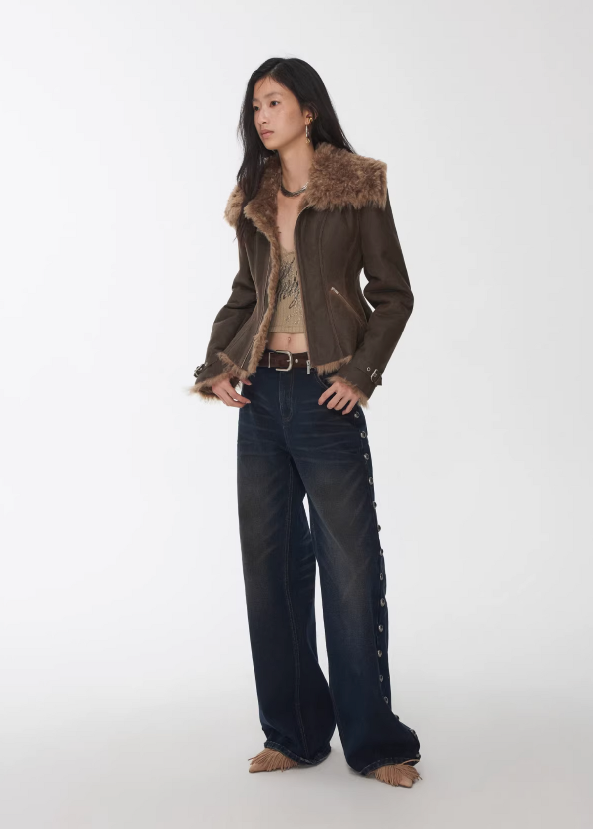 HERITAGE FAUX SHEARLING WASHED LEATHER JACKET