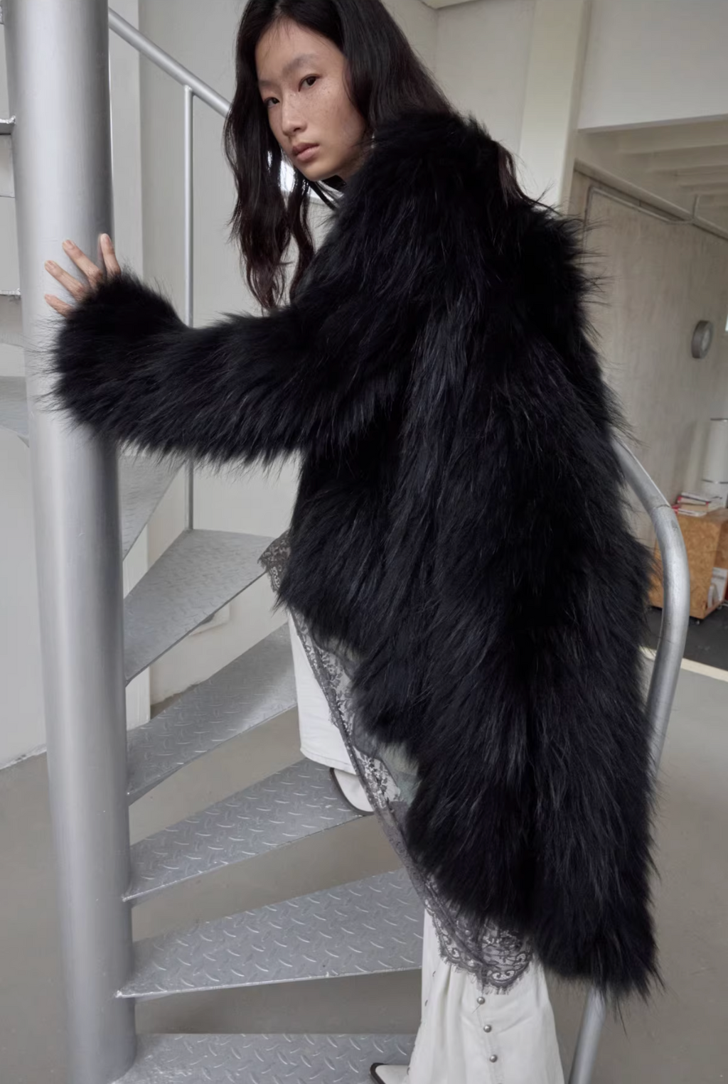 NOMAD RACCOON FUR WOVEN COAT ♱ 2colors