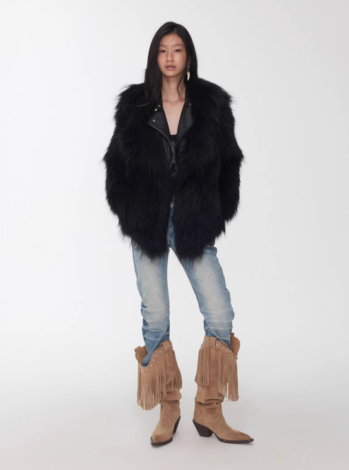 NOMAD RACCOON FUR WOVEN COAT ♱ 2colors