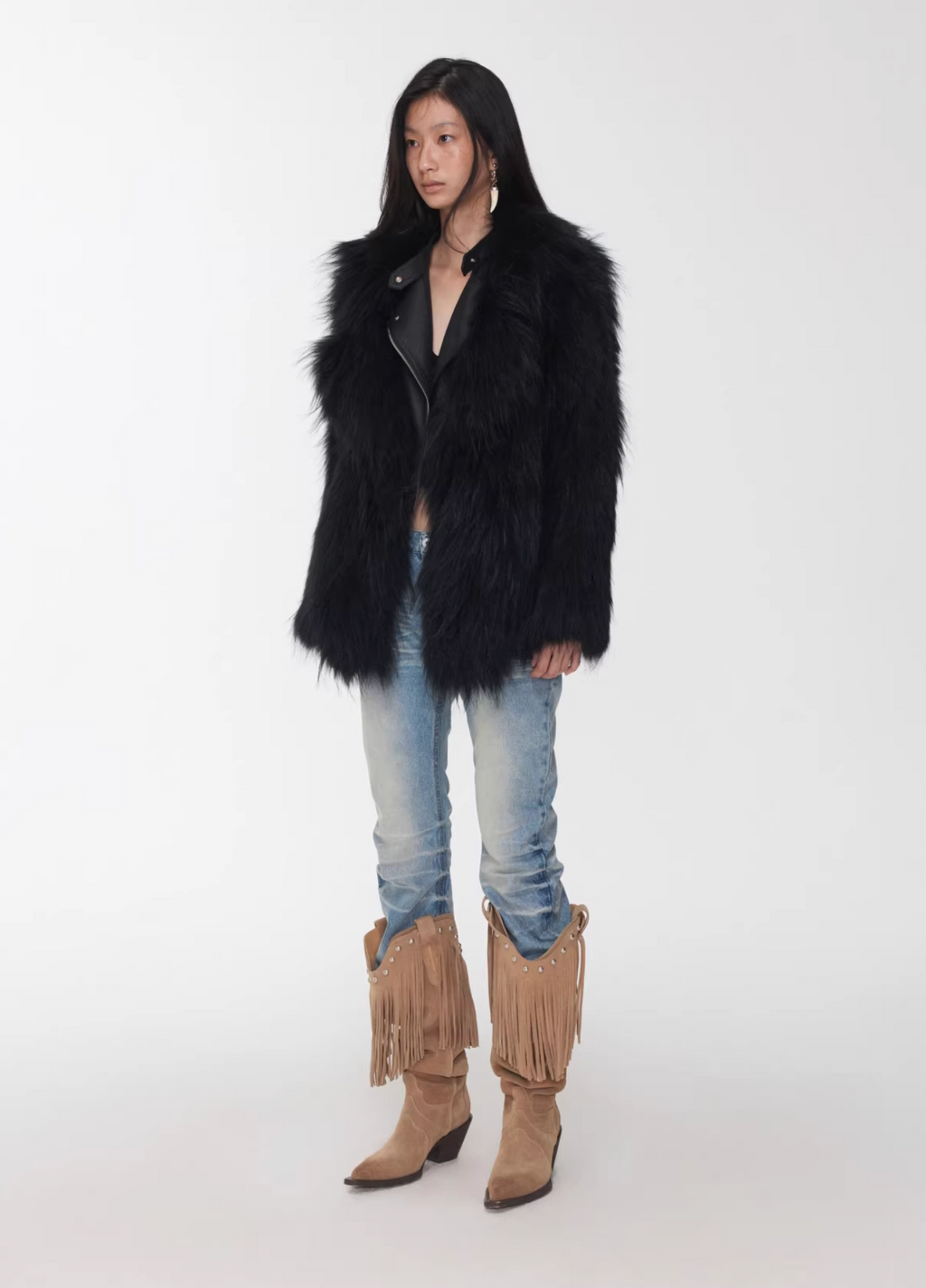 NOMAD RACCOON FUR WOVEN COAT ♱ 2colors