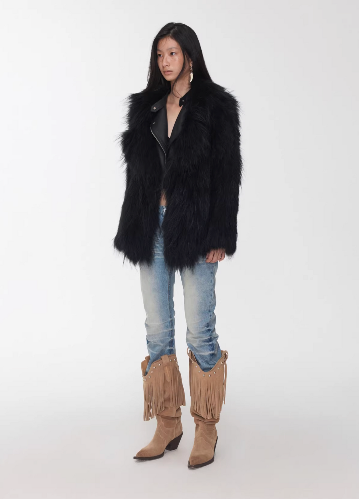 NOMAD RACCOON FUR WOVEN COAT ♱ 2colors