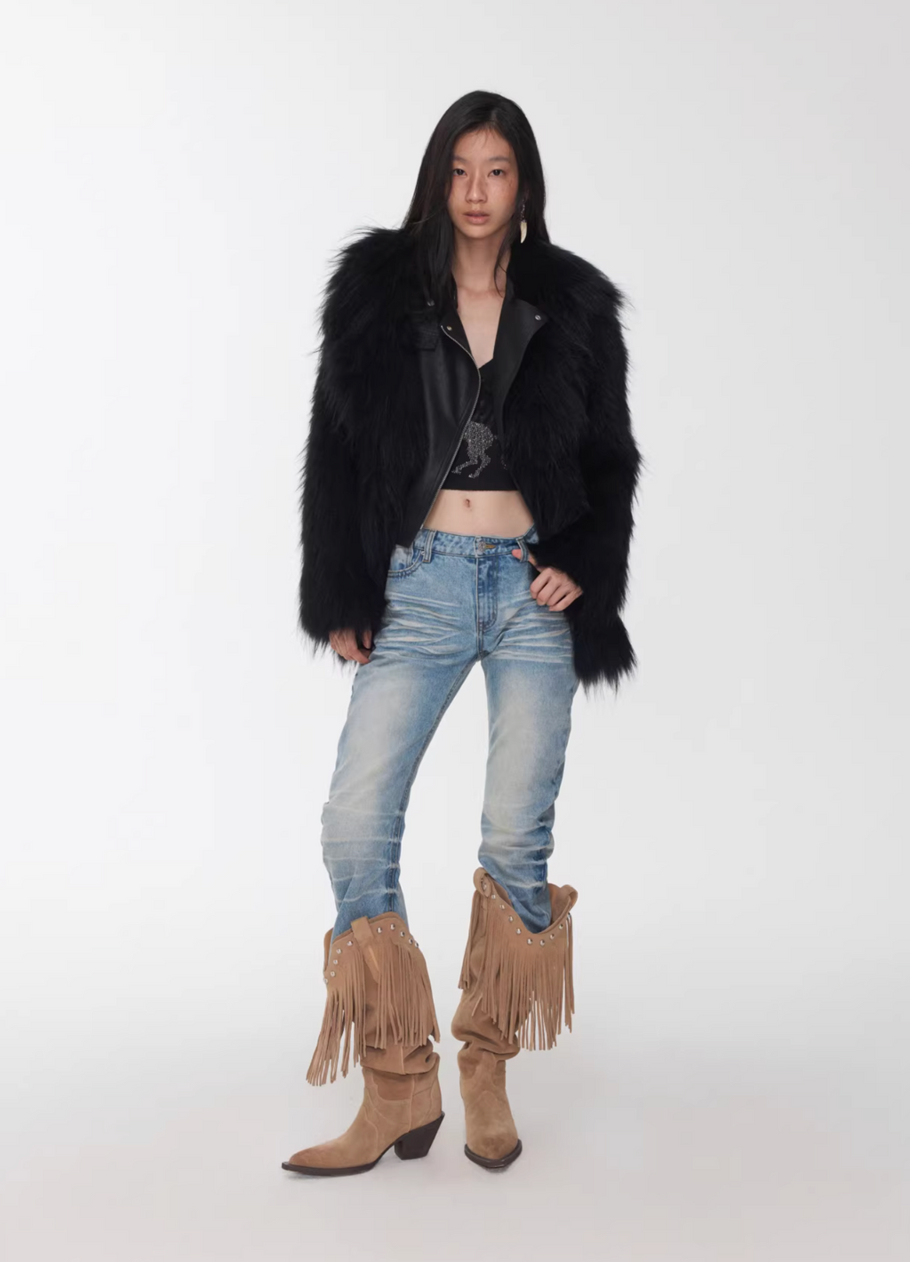 NOMAD RACCOON FUR WOVEN COAT ♱ 2colors
