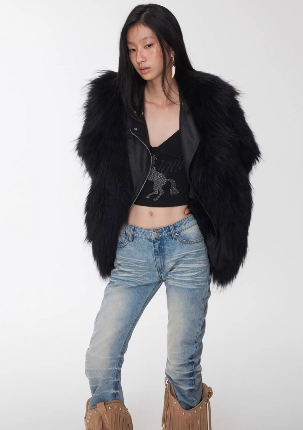 NOMAD RACCOON FUR WOVEN COAT ♱ 2colors