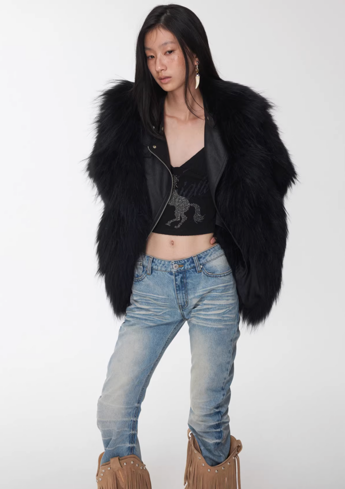 NOMAD RACCOON FUR WOVEN COAT ♱ 2colors