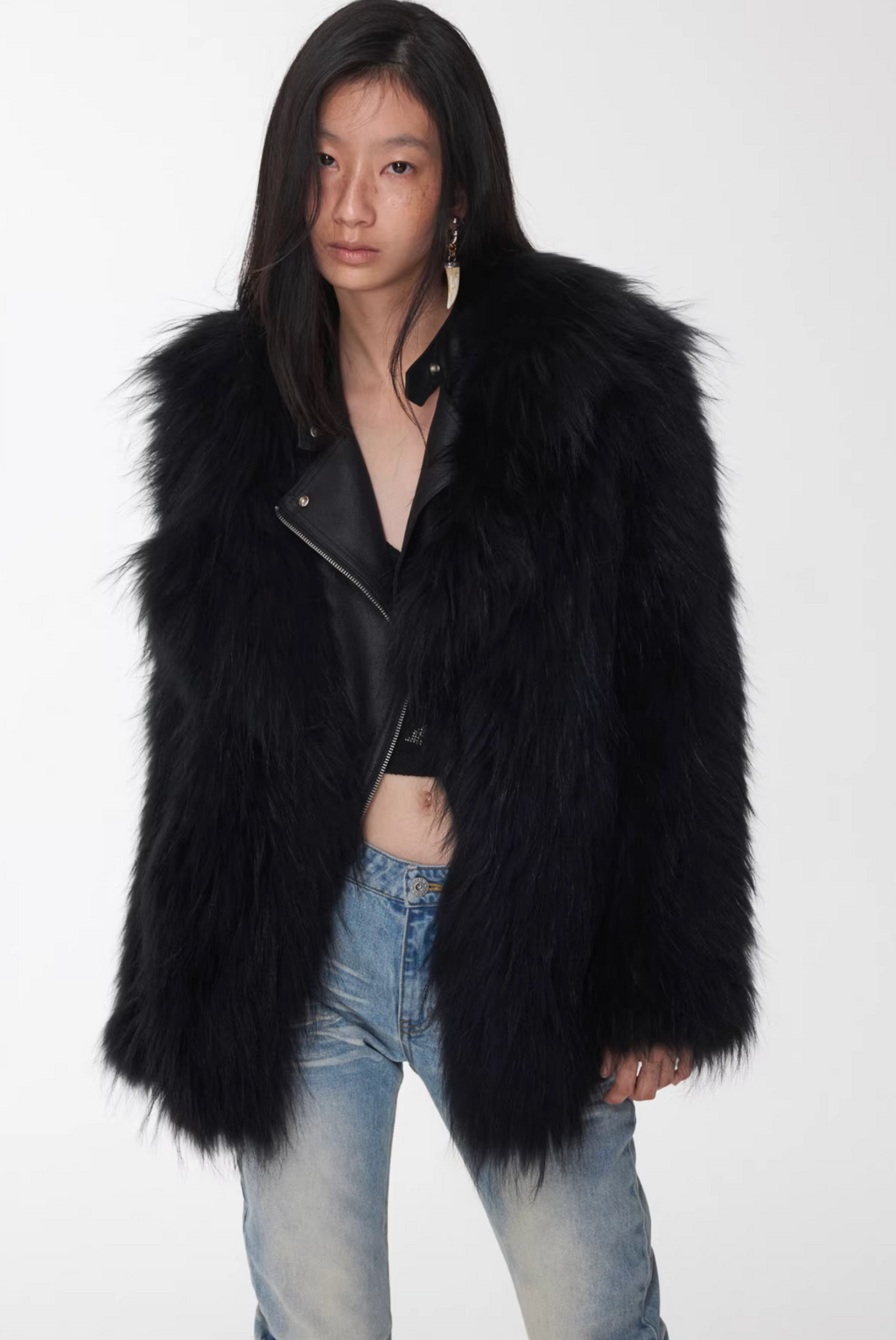 NOMAD RACCOON FUR WOVEN COAT ♱ 2colors