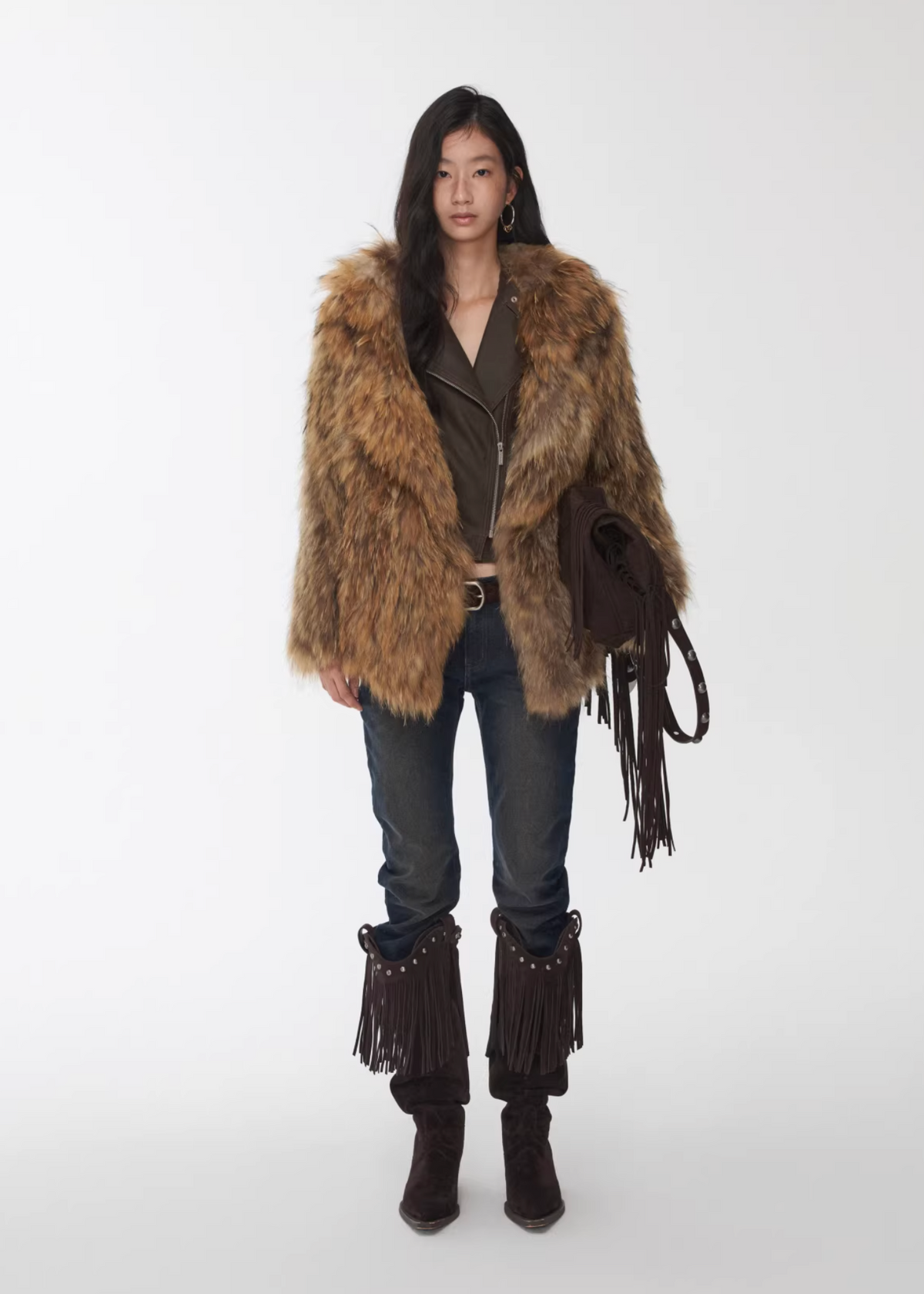 NOMAD RACCOON FUR WOVEN COAT ♱ 2colors