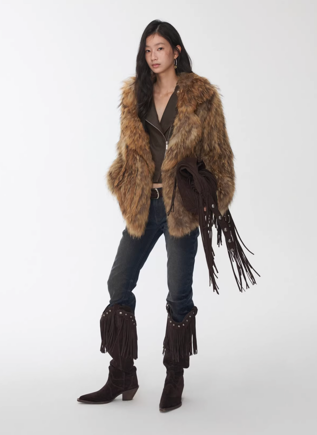NOMAD RACCOON FUR WOVEN COAT ♱ 2colors