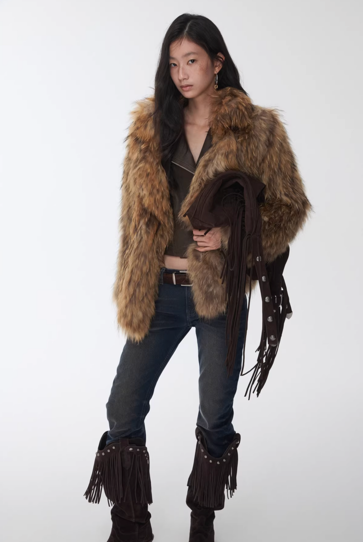 NOMAD RACCOON FUR WOVEN COAT ♱ 2colors