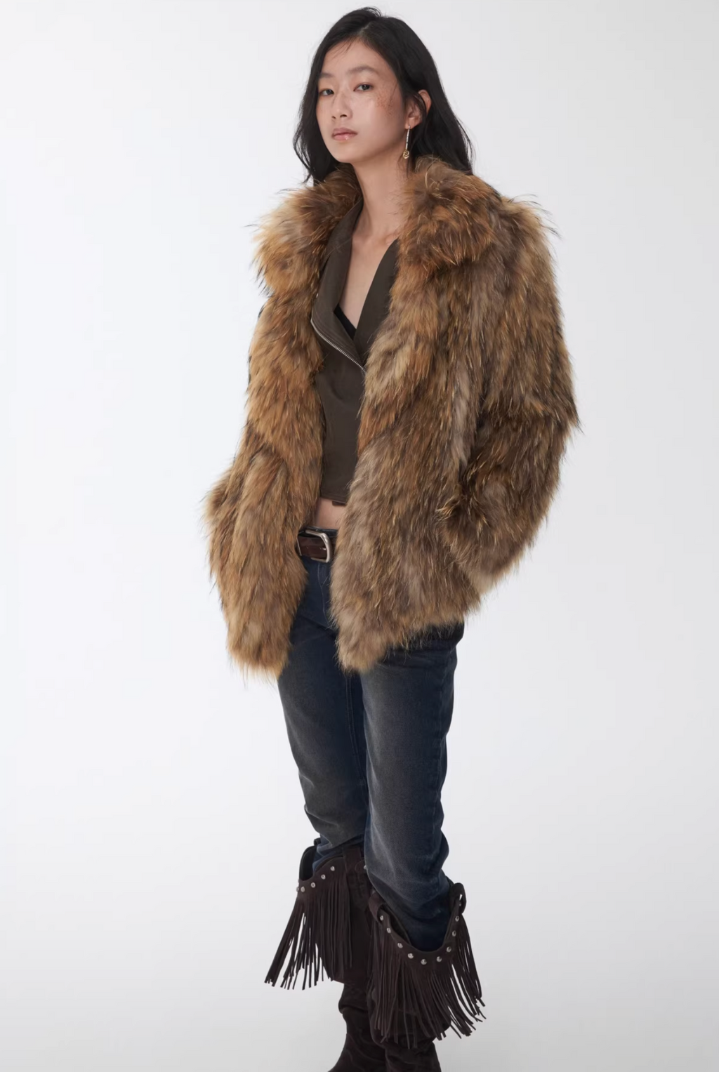 NOMAD RACCOON FUR WOVEN COAT ♱ 2colors