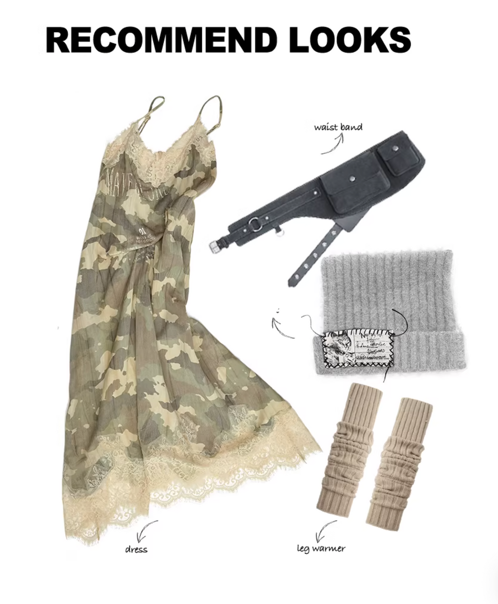 LACE TRIM CAMO SLIP DRESS – 2colors
