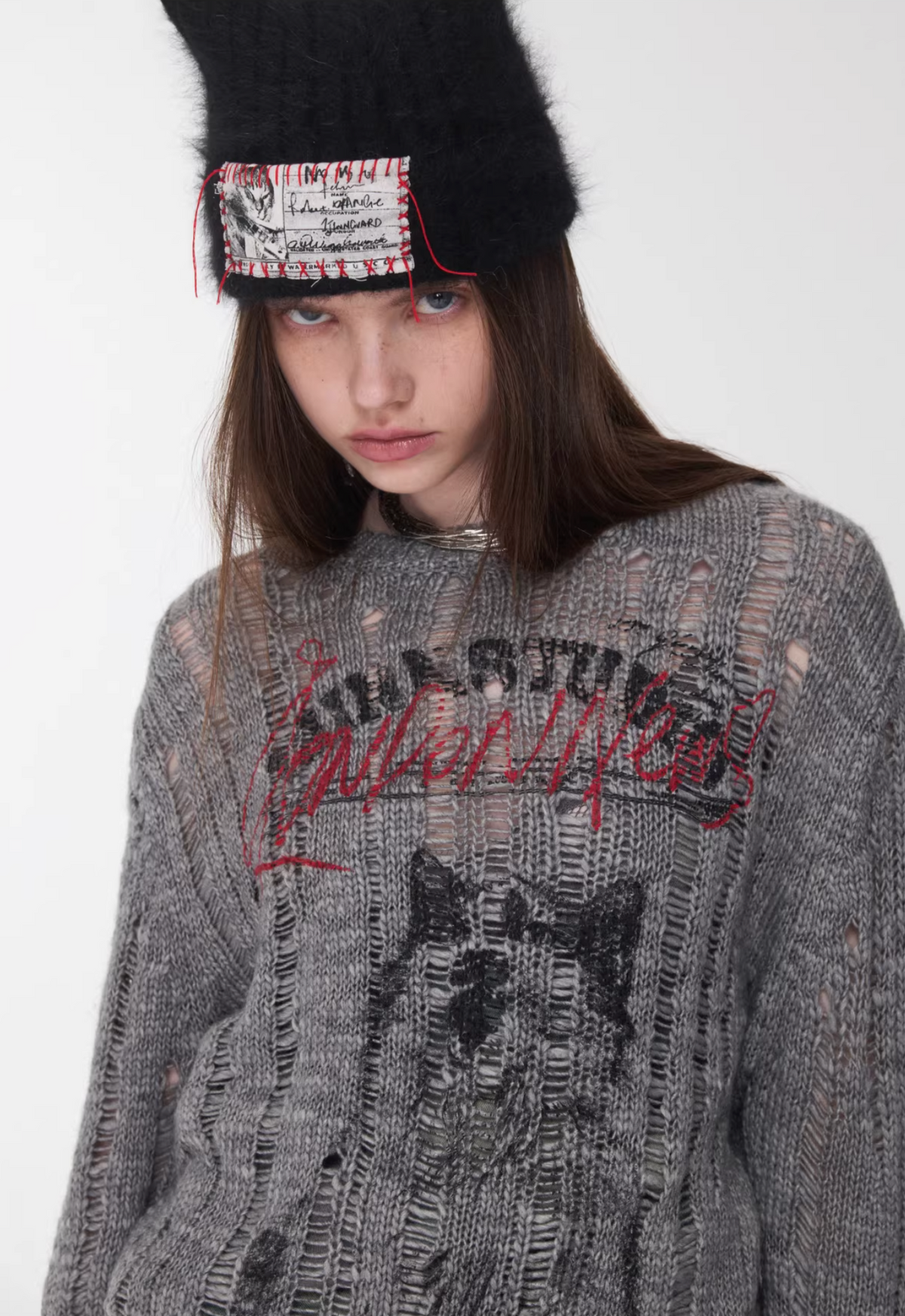 VINTAGE WOLF DESTROYED SWEATER - 3colors