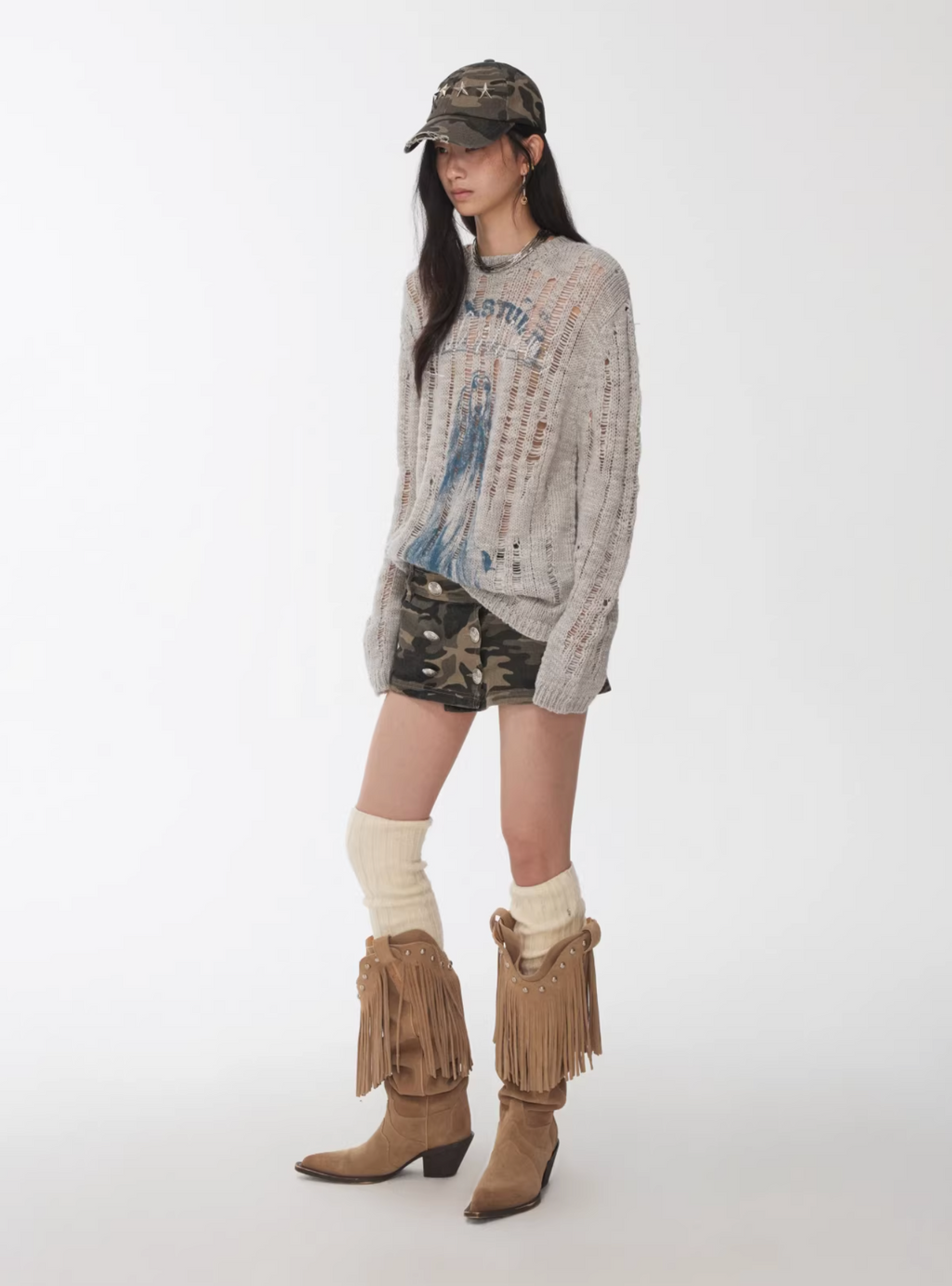 VINTAGE WOLF DESTROYED SWEATER - 3colors