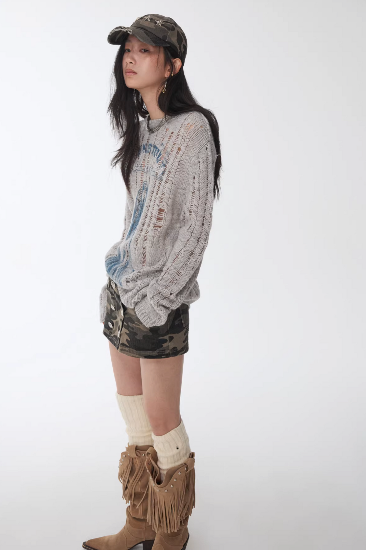 VINTAGE WOLF DESTROYED SWEATER - 3colors