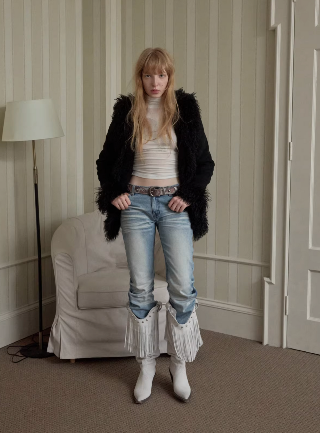 FADED WHISKER DENIM JEANS