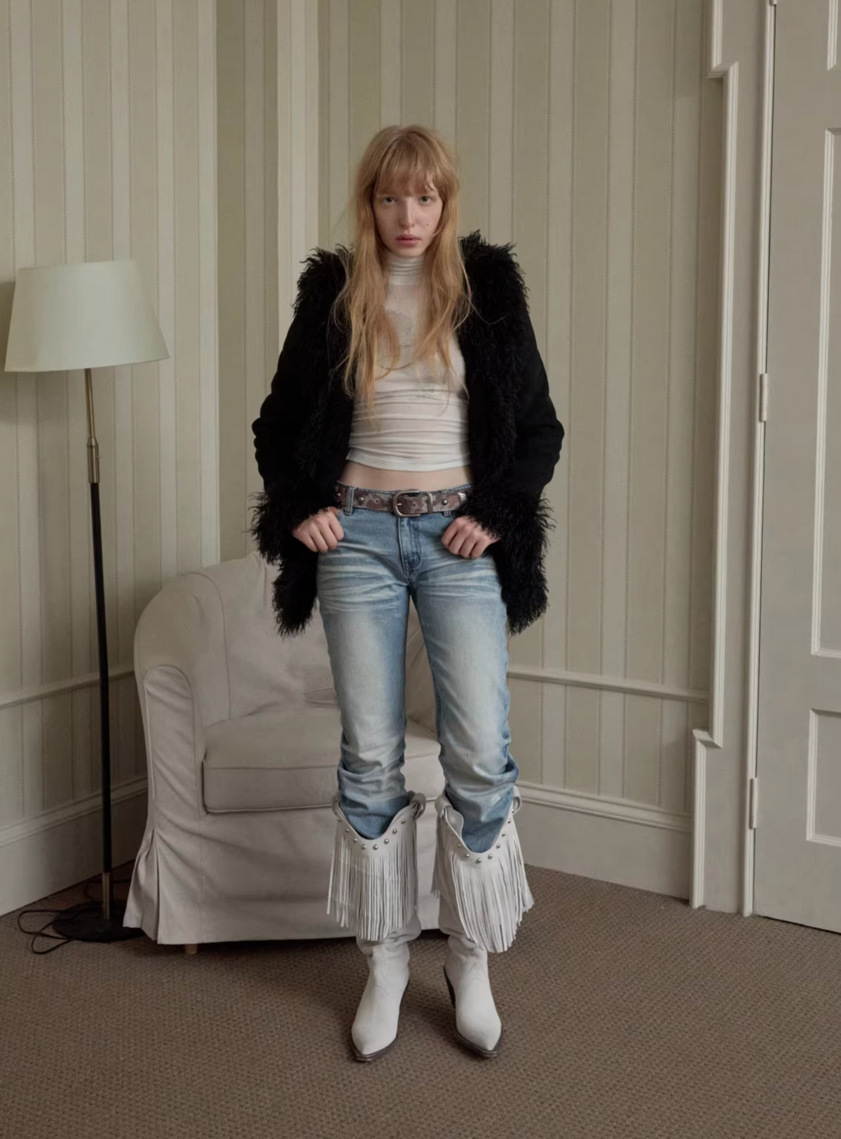 FADED WHISKER DENIM JEANS