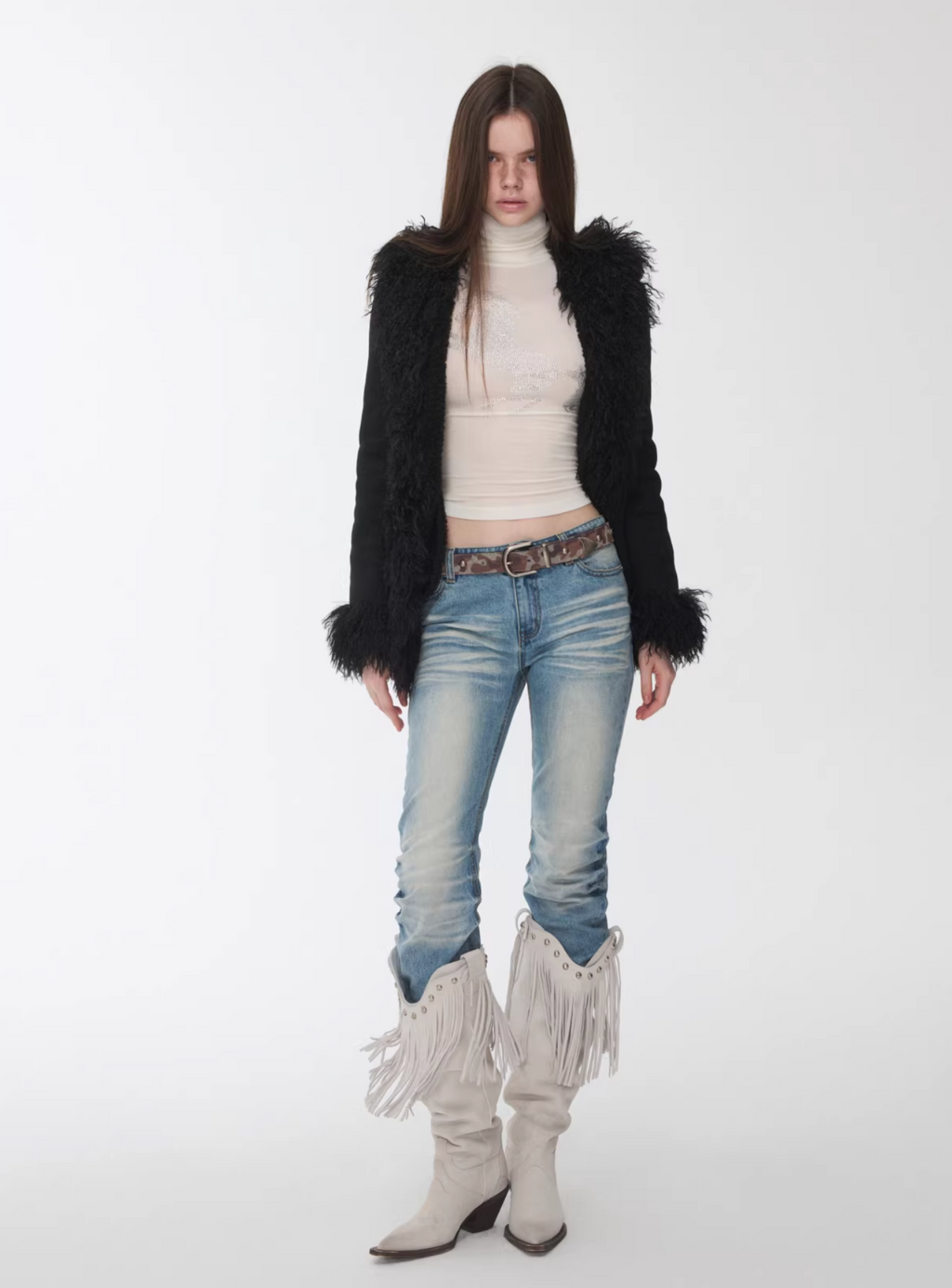FADED WHISKER DENIM JEANS