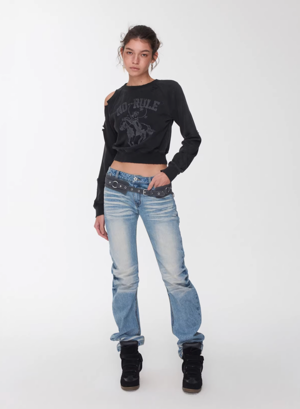 FADED WHISKER DENIM JEANS