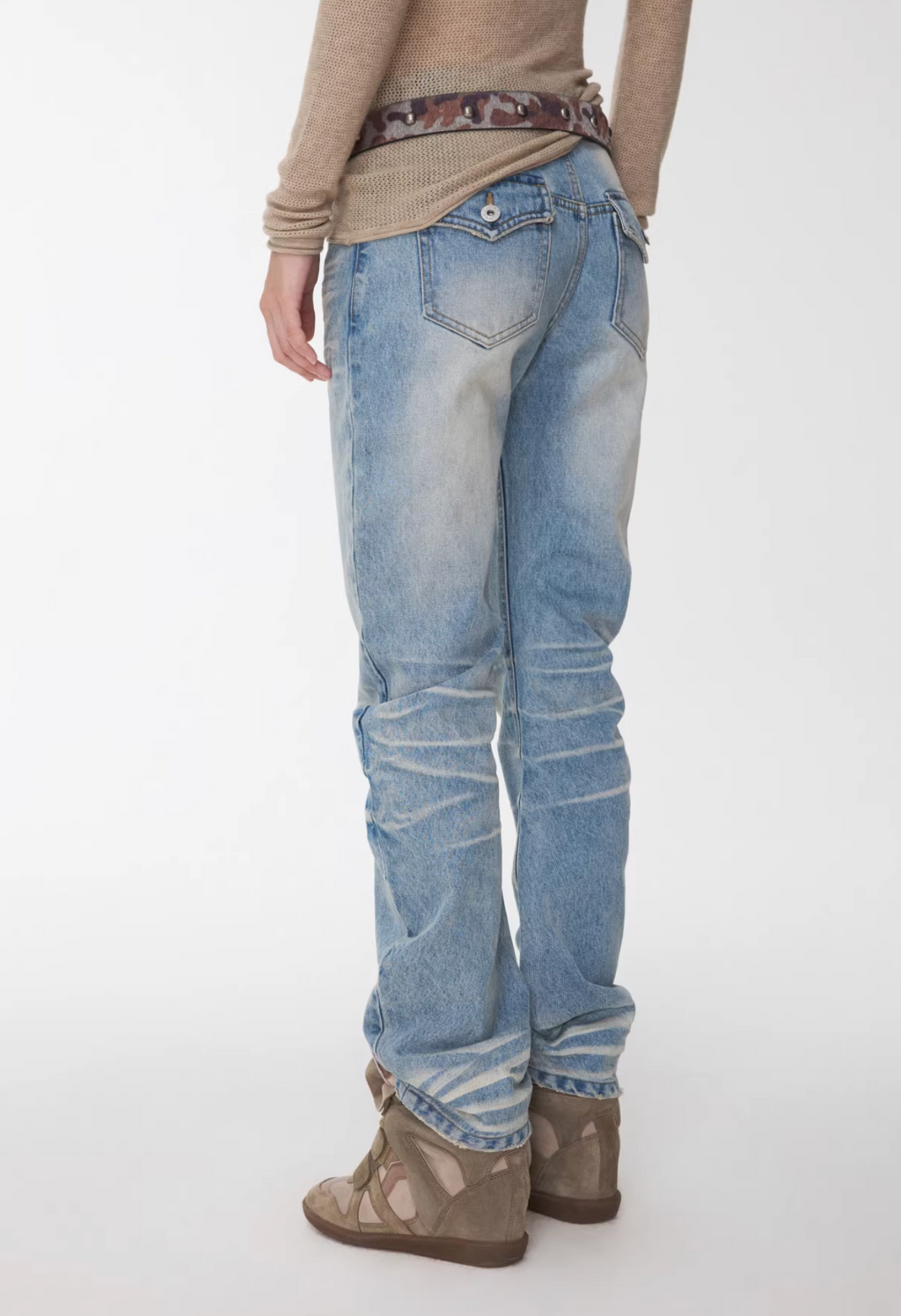 FADED WHISKER DENIM JEANS