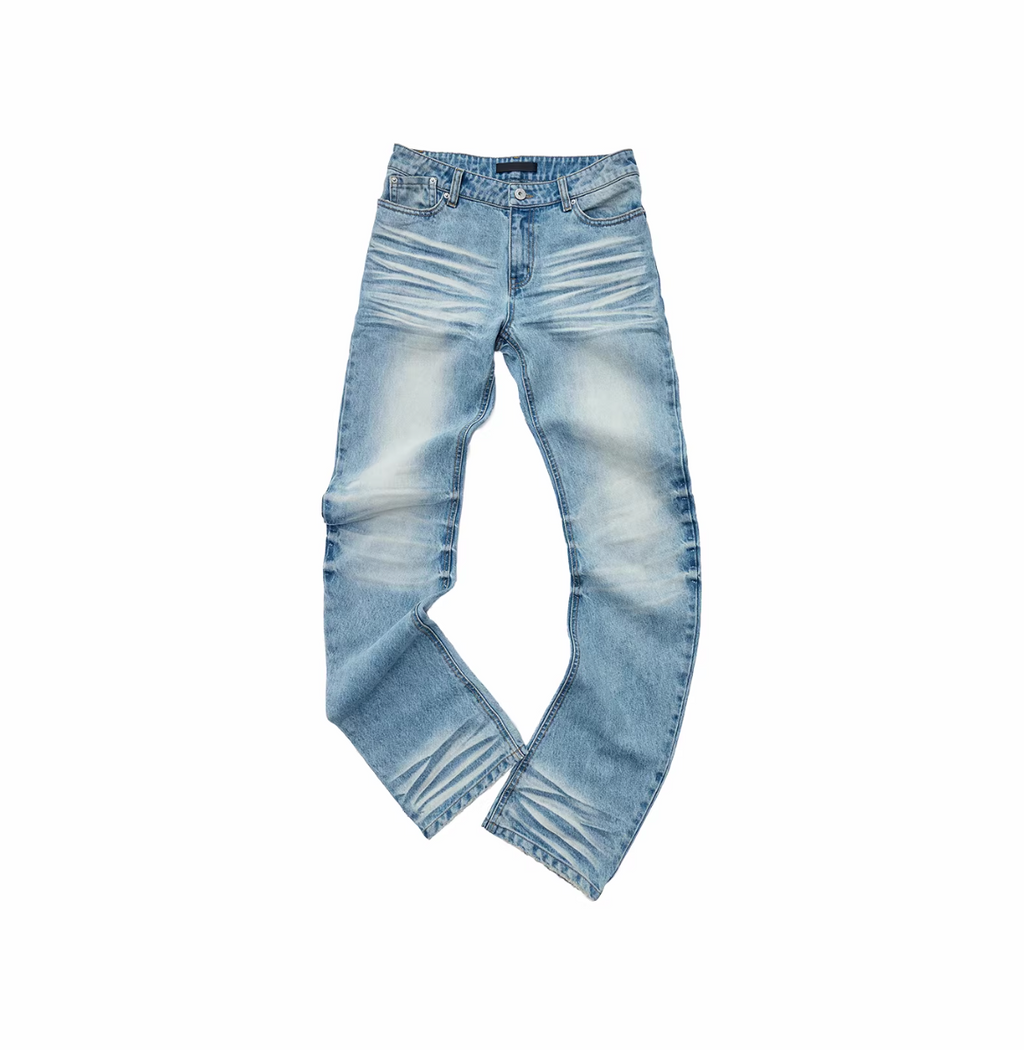 FADED WHISKER DENIM JEANS