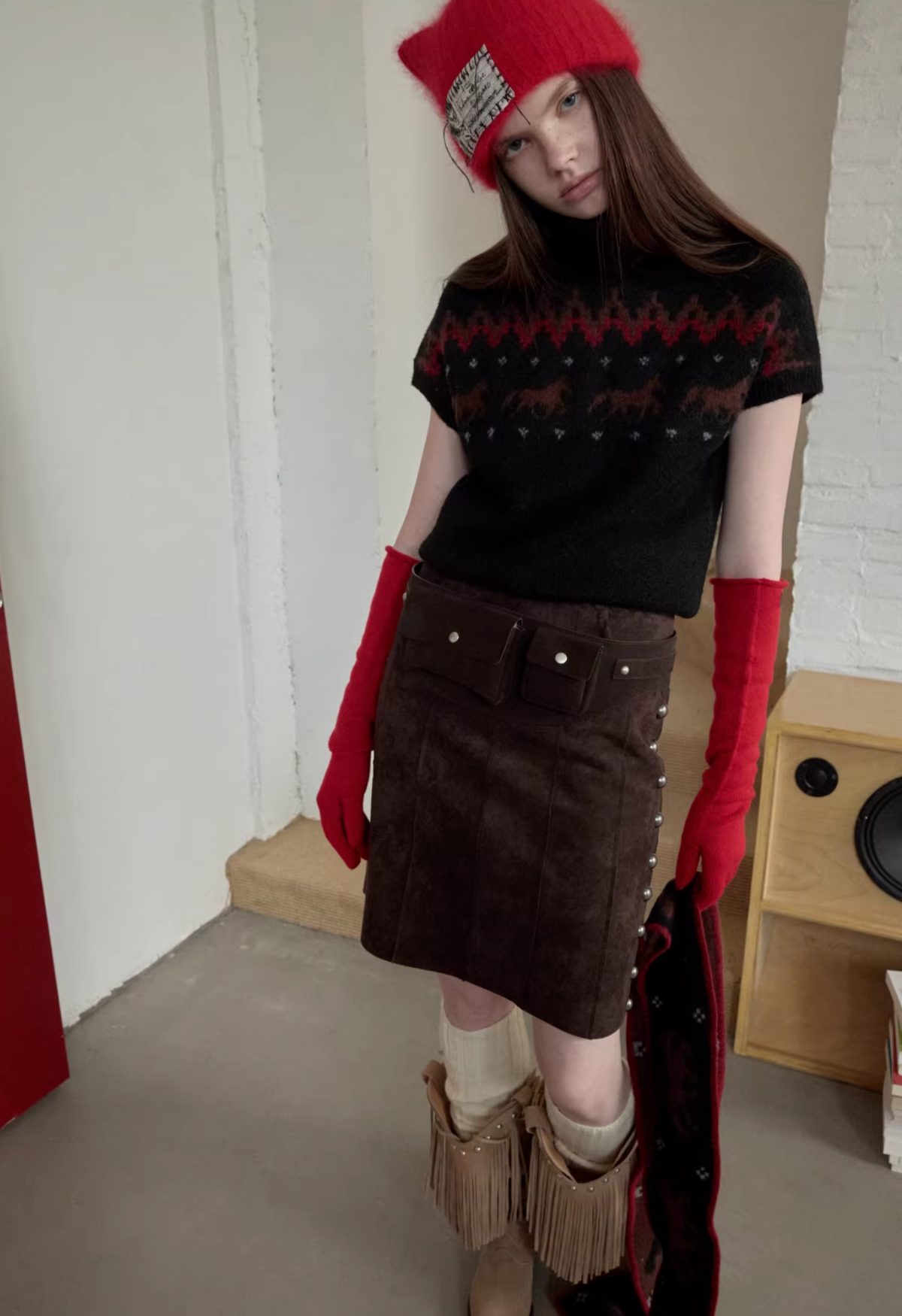 NORDIC HORSE TURTLENECK KNIT TOP ♱ 3colors