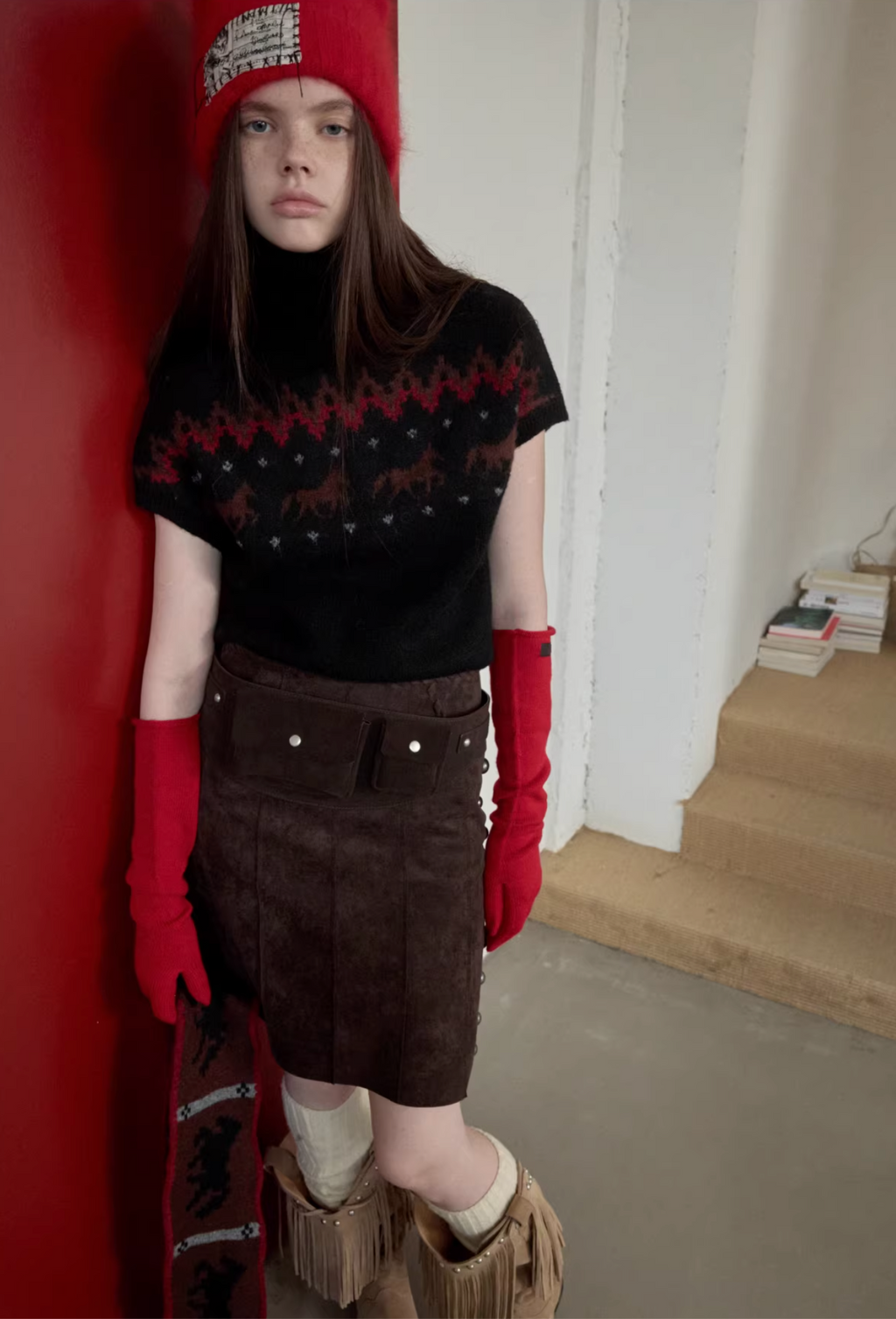 NORDIC HORSE TURTLENECK KNIT TOP ♱ 3colors