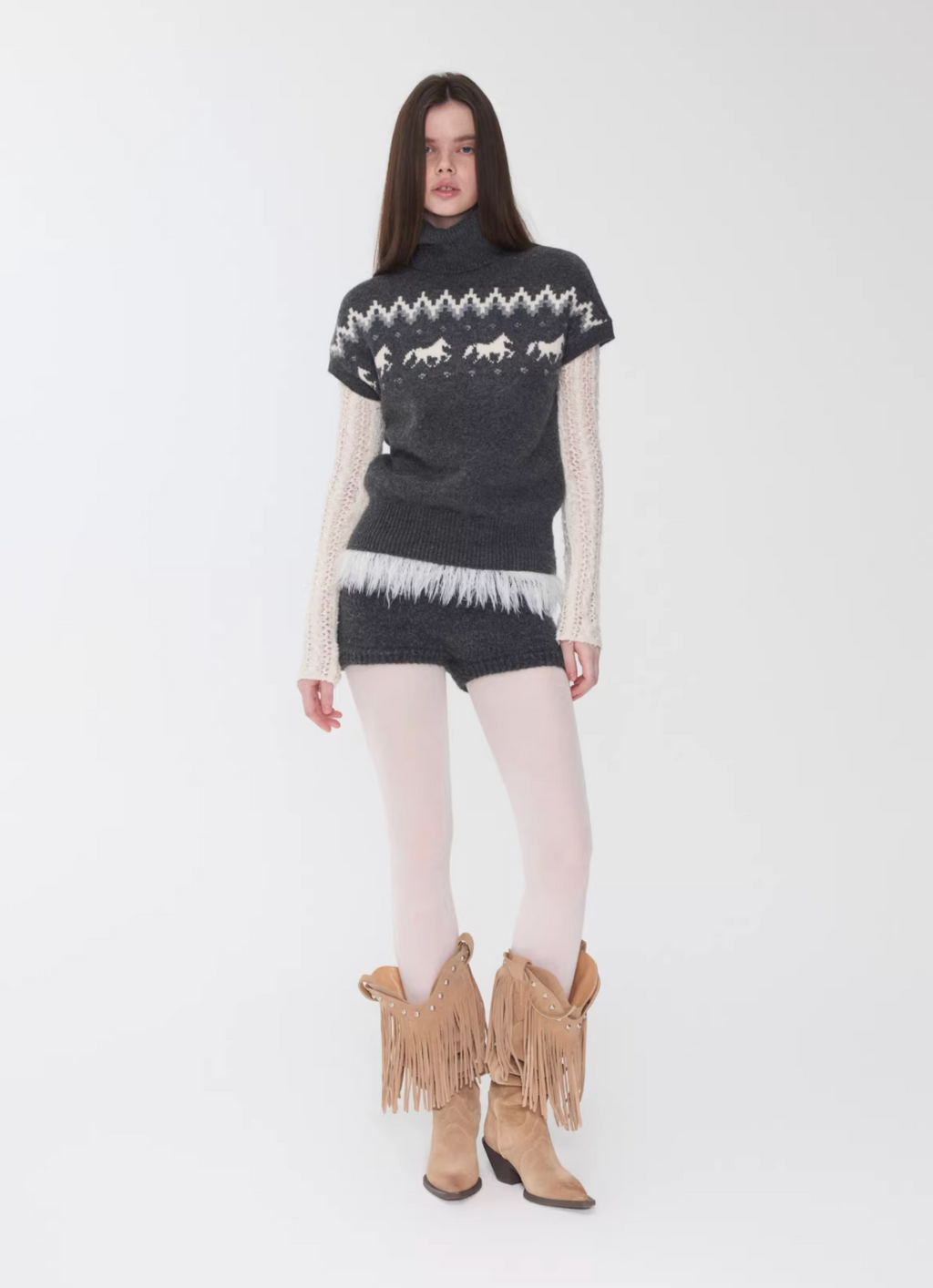 NORDIC HORSE TURTLENECK KNIT TOP ♱ 3colors