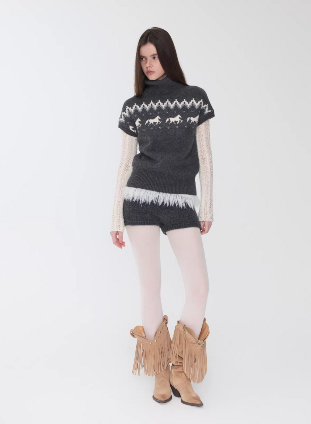 NORDIC HORSE TURTLENECK KNIT TOP ♱ 3colors