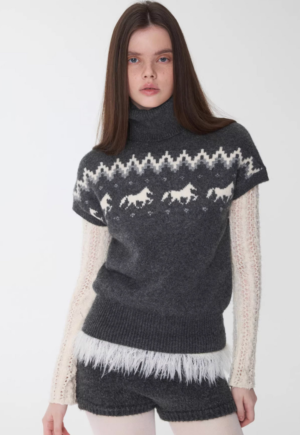 NORDIC HORSE TURTLENECK KNIT TOP ♱ 3colors