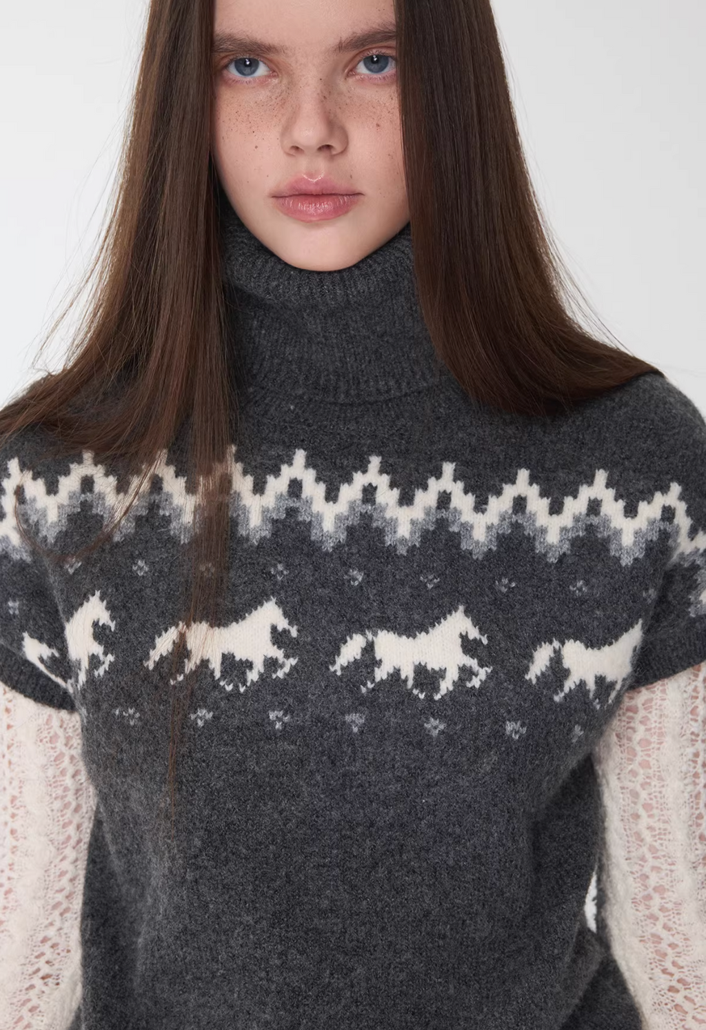 NORDIC HORSE TURTLENECK KNIT TOP ♱ 3colors