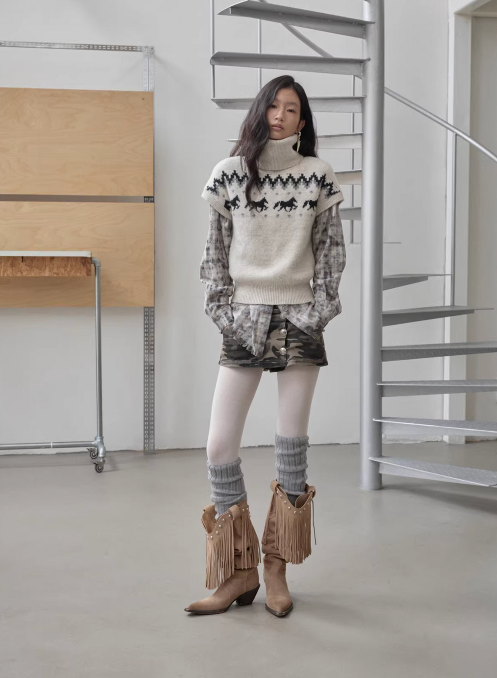 NORDIC HORSE TURTLENECK KNIT TOP ♱ 3colors