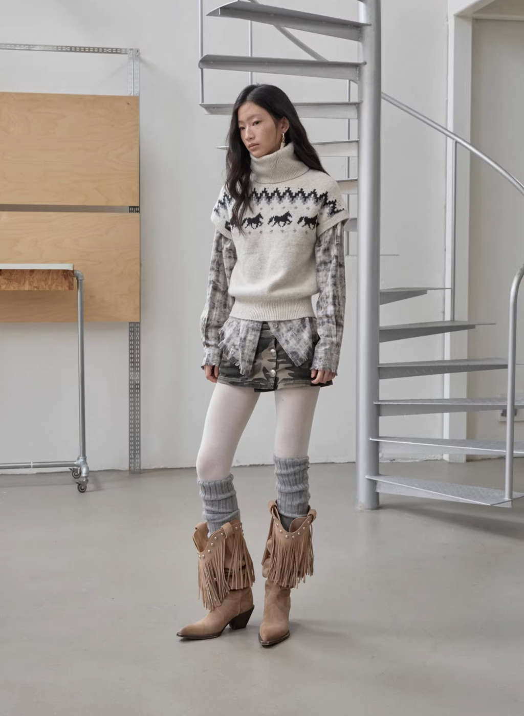 NORDIC HORSE TURTLENECK KNIT TOP ♱ 3colors