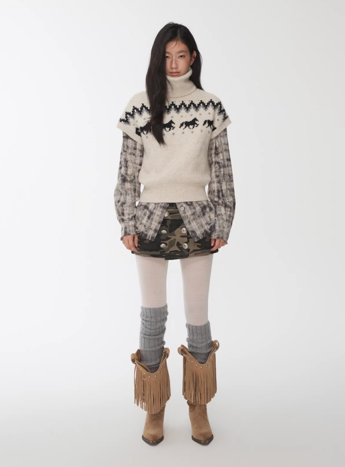 NORDIC HORSE TURTLENECK KNIT TOP ♱ 3colors