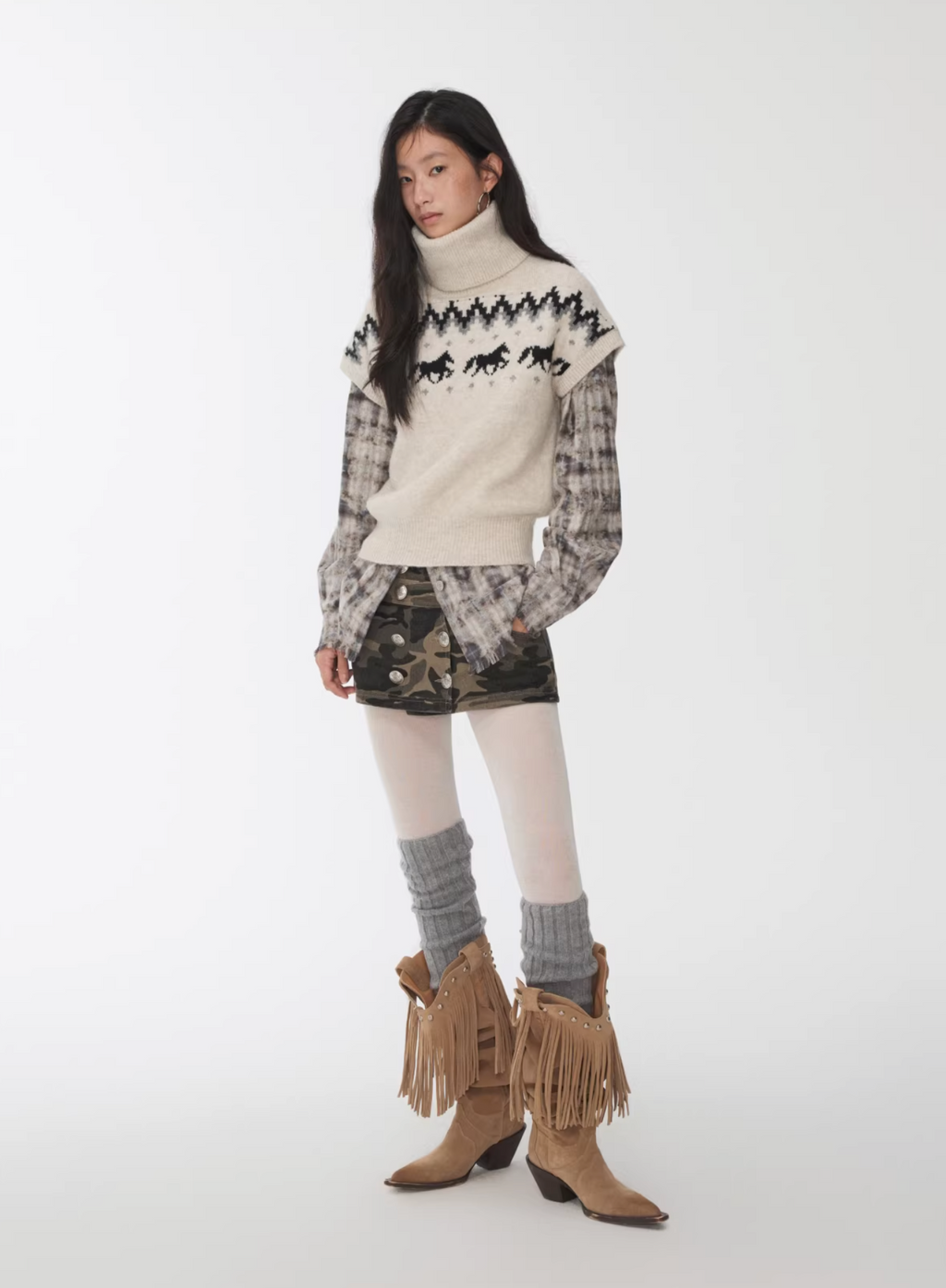 NORDIC HORSE TURTLENECK KNIT TOP ♱ 3colors