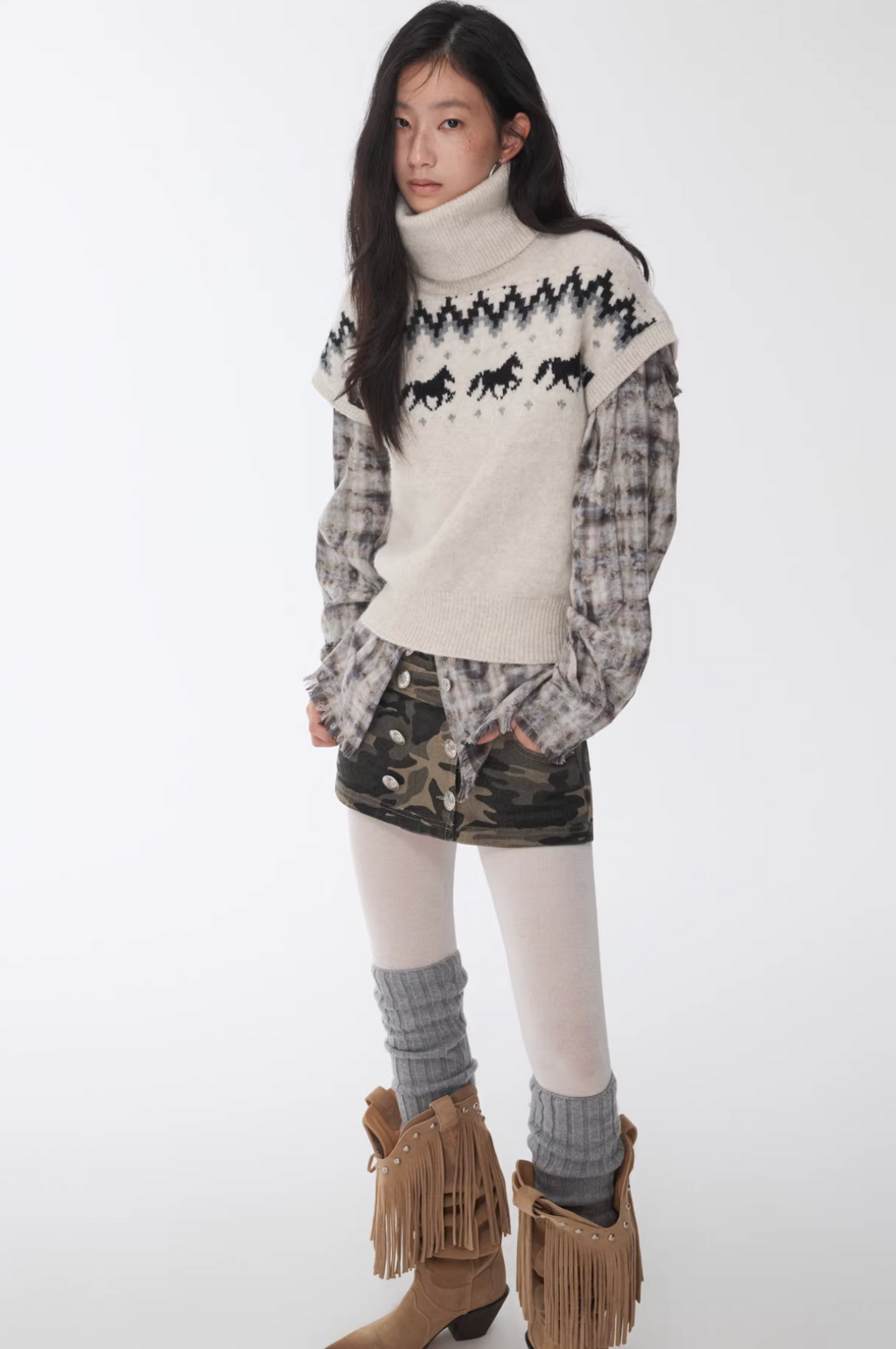 NORDIC HORSE TURTLENECK KNIT TOP ♱ 3colors