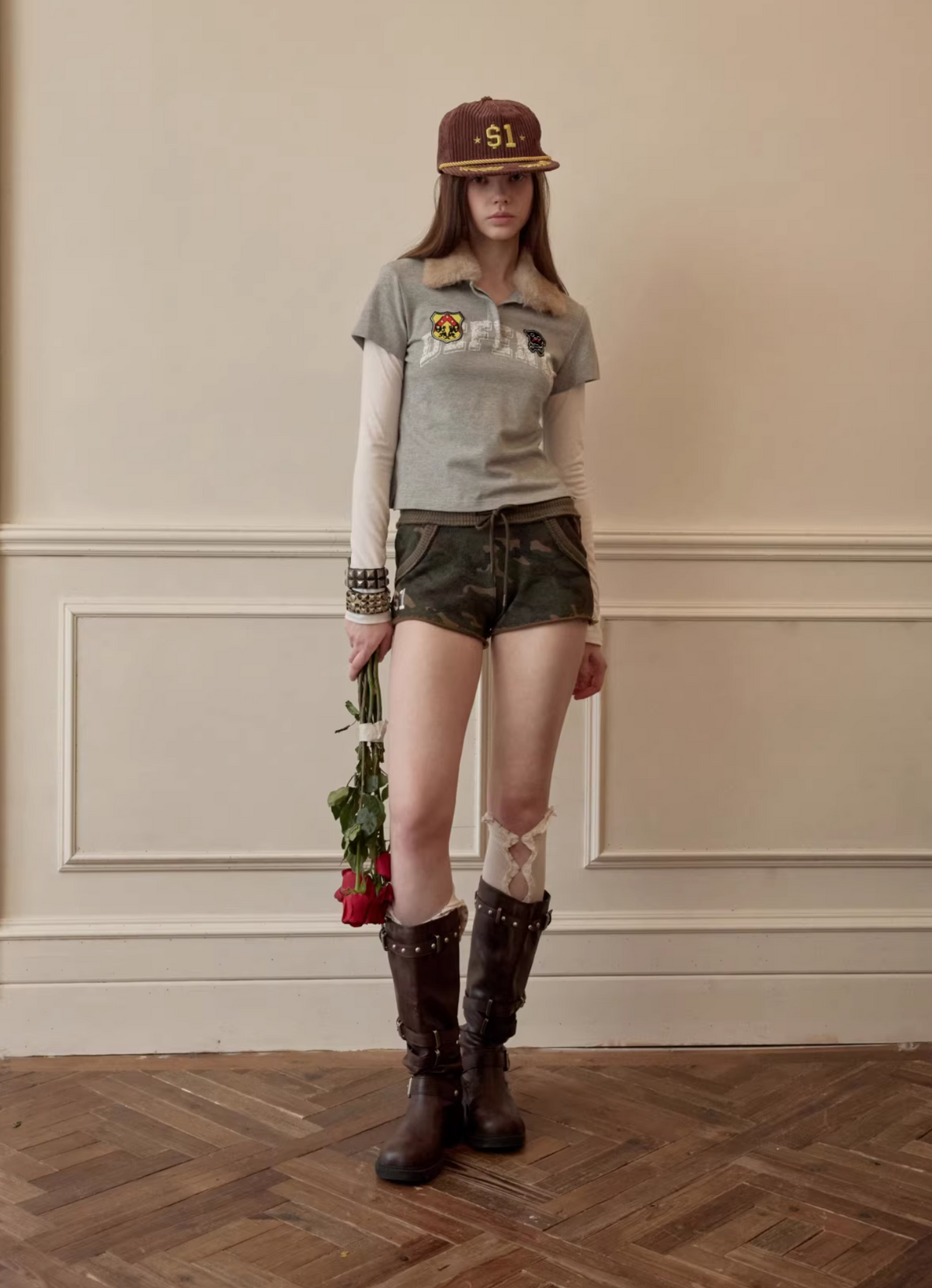 BONE EMBROIDERY SWEAT SHORTS - 4colors
