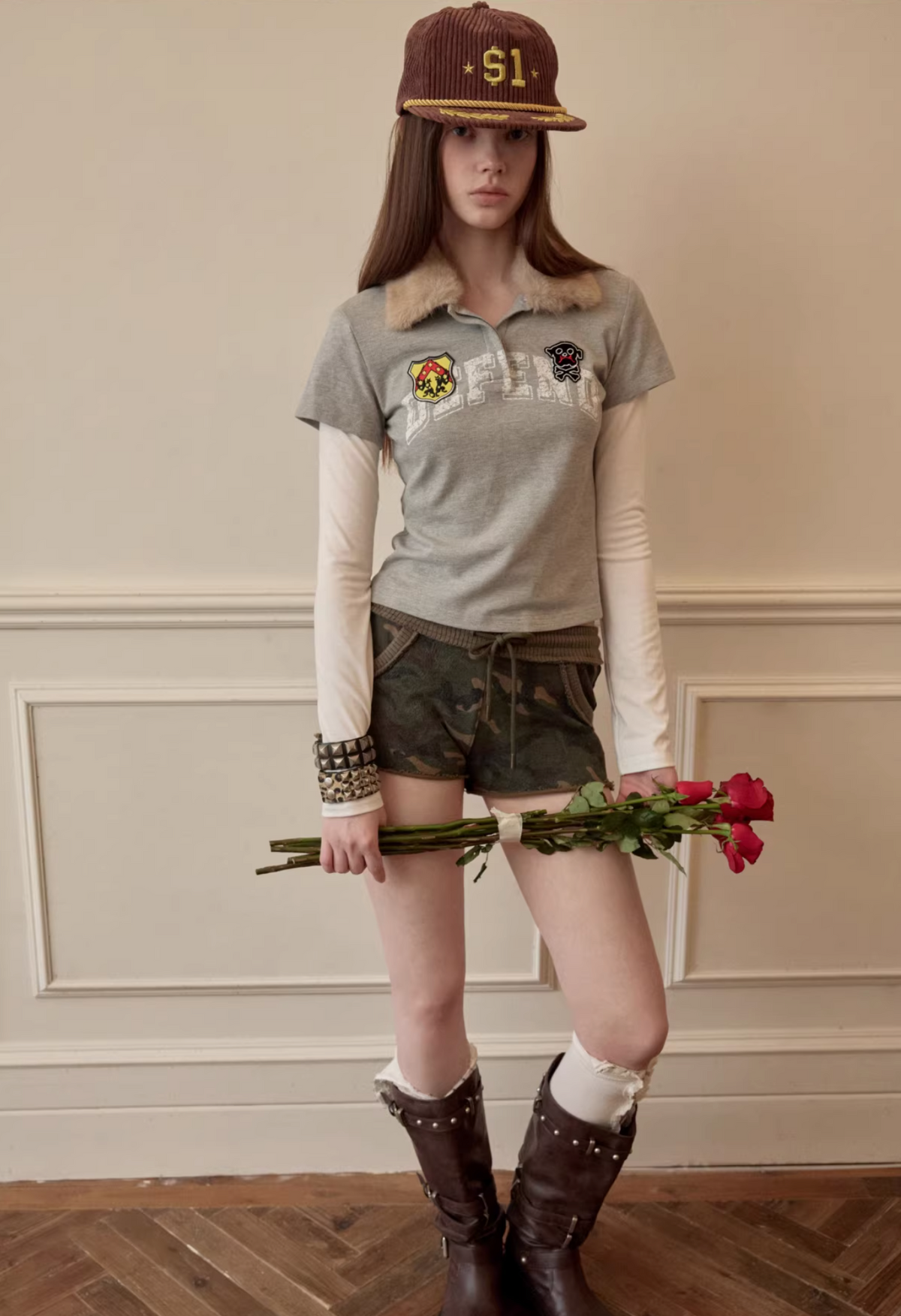 BONE EMBROIDERY SWEAT SHORTS - 4colors