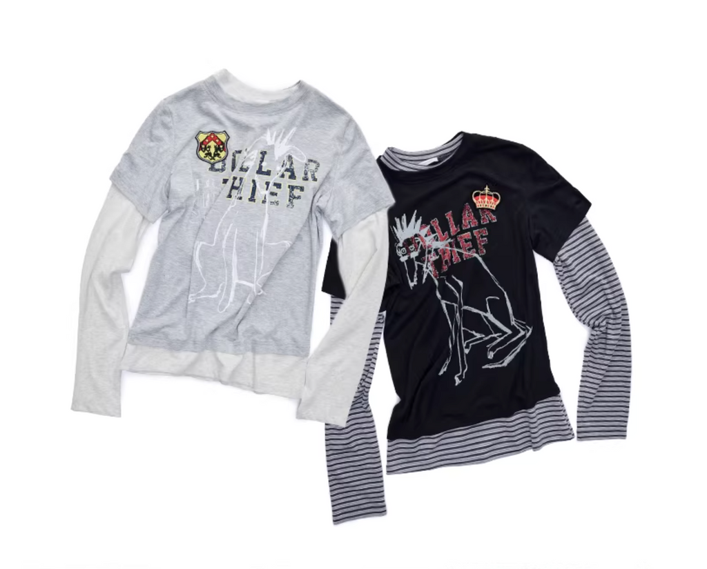 Y2K GRAPHIC LAYERED LONG SLEEVE TEE ♱ 2colors