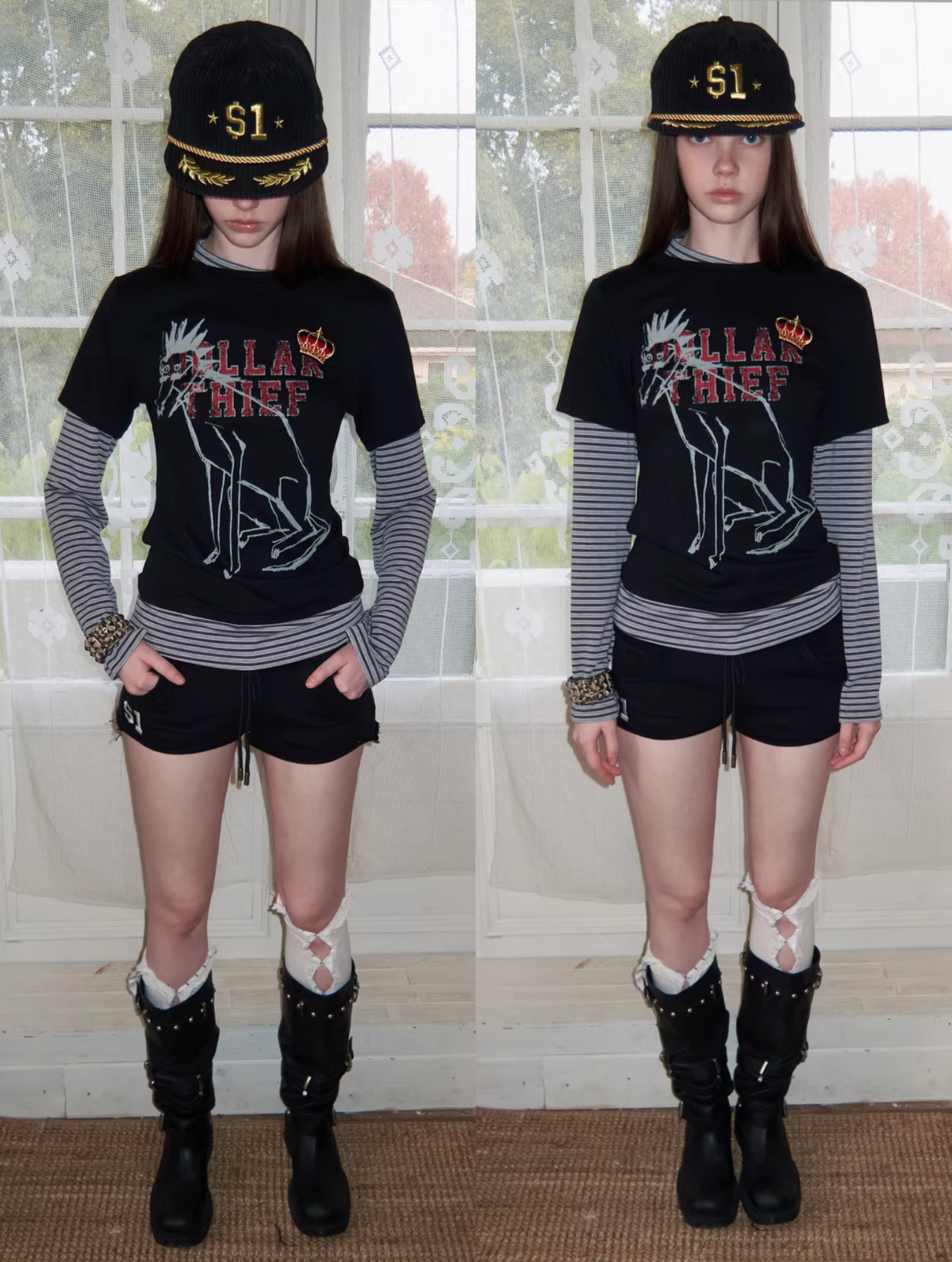Y2K GRAPHIC LAYERED LONG SLEEVE TEE ♱ 2colors
