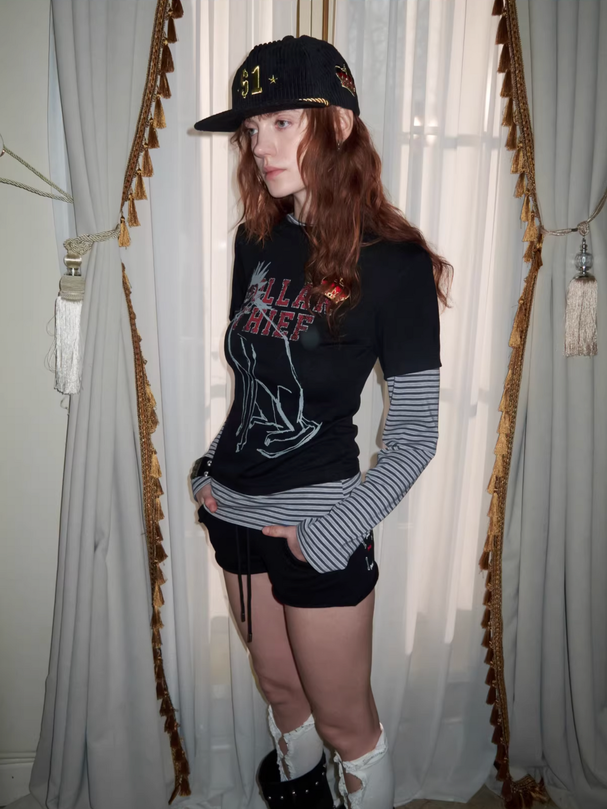 Y2K GRAPHIC LAYERED LONG SLEEVE TEE ♱ 2colors
