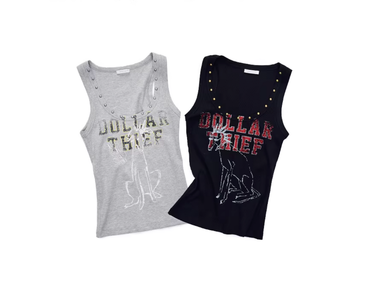 Y2K STUDDED DOLLAR THIEF TANK - 2colors