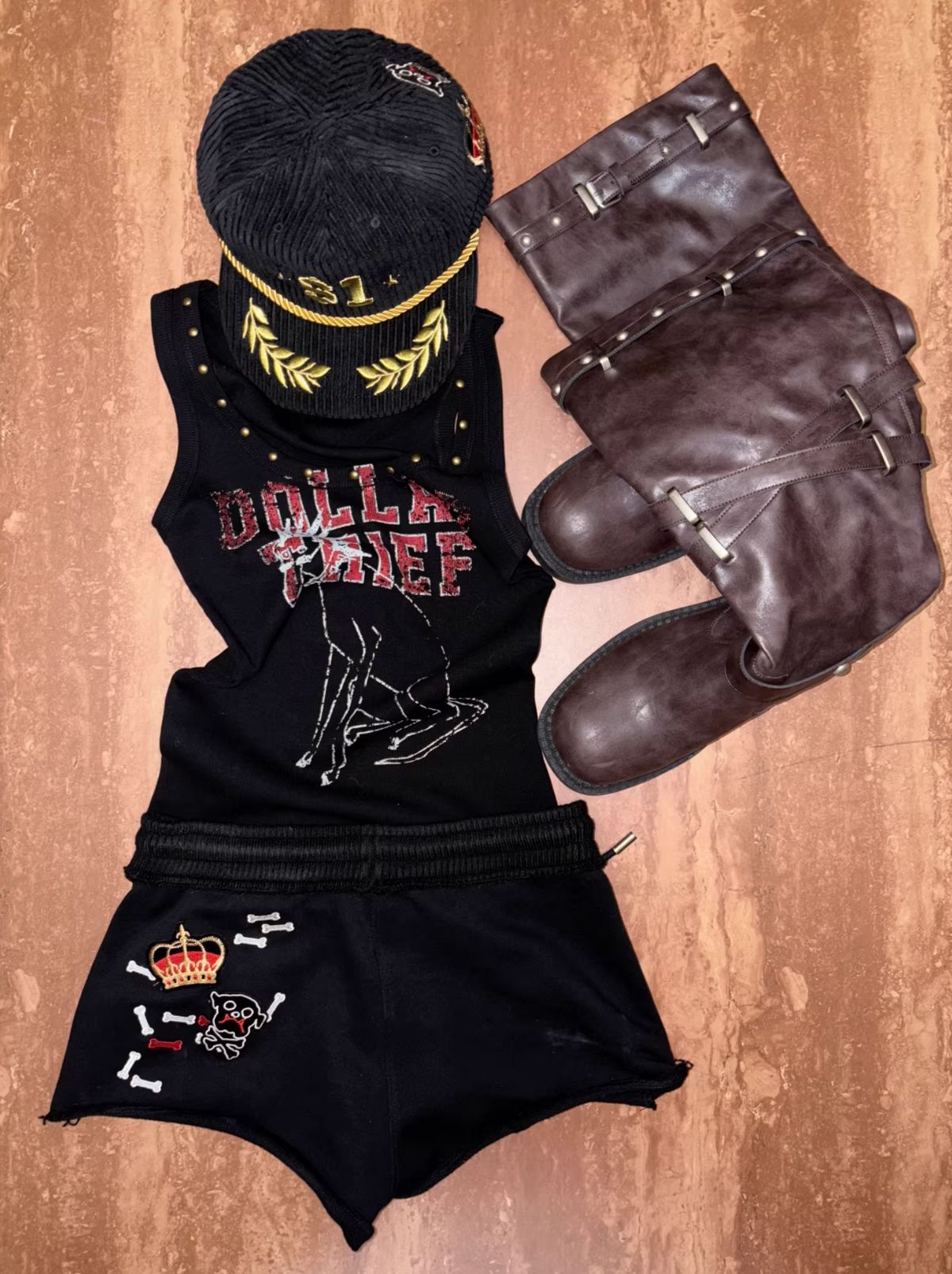 Y2K STUDDED DOLLAR THIEF TANK - 2colors